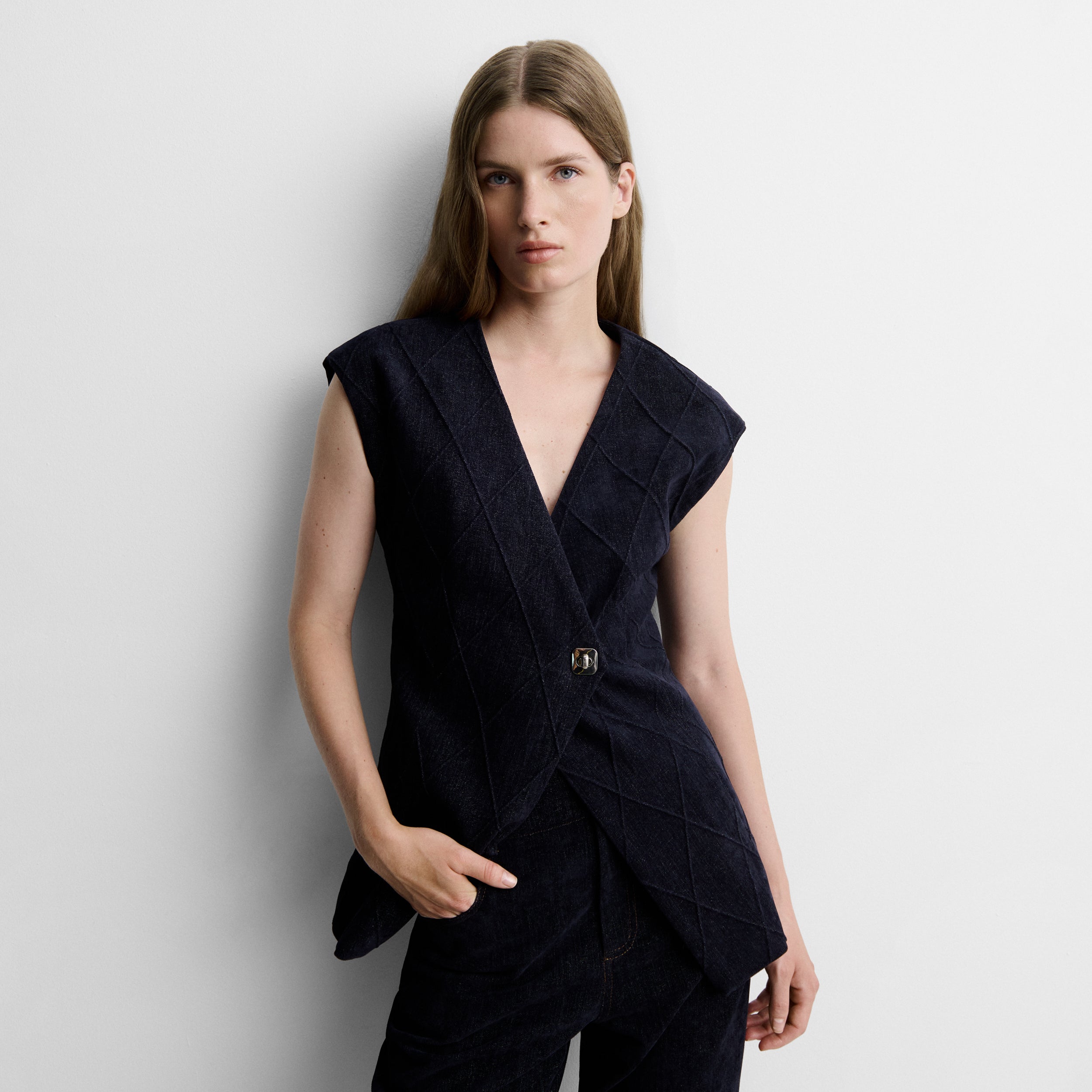Denim-effect gilet