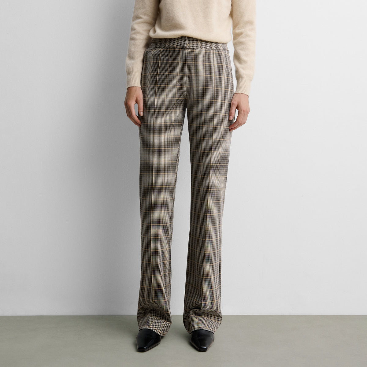 Pantalón recto estampado cuadros