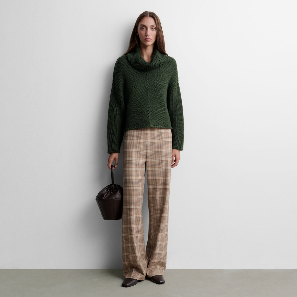 Pantalón recto estampado cuadros