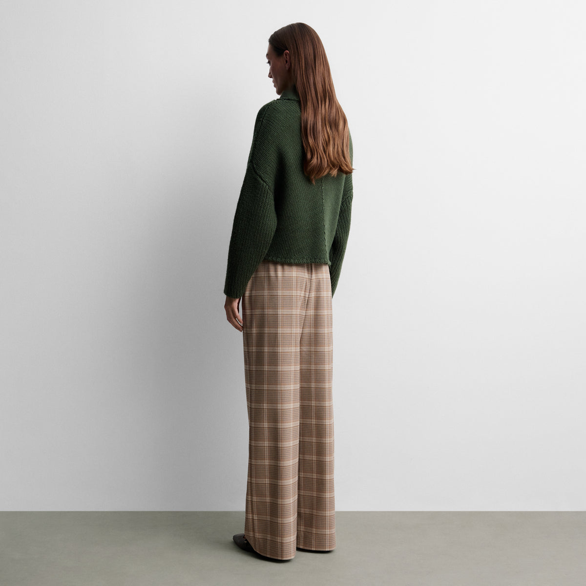 Pantalón recto estampado cuadros