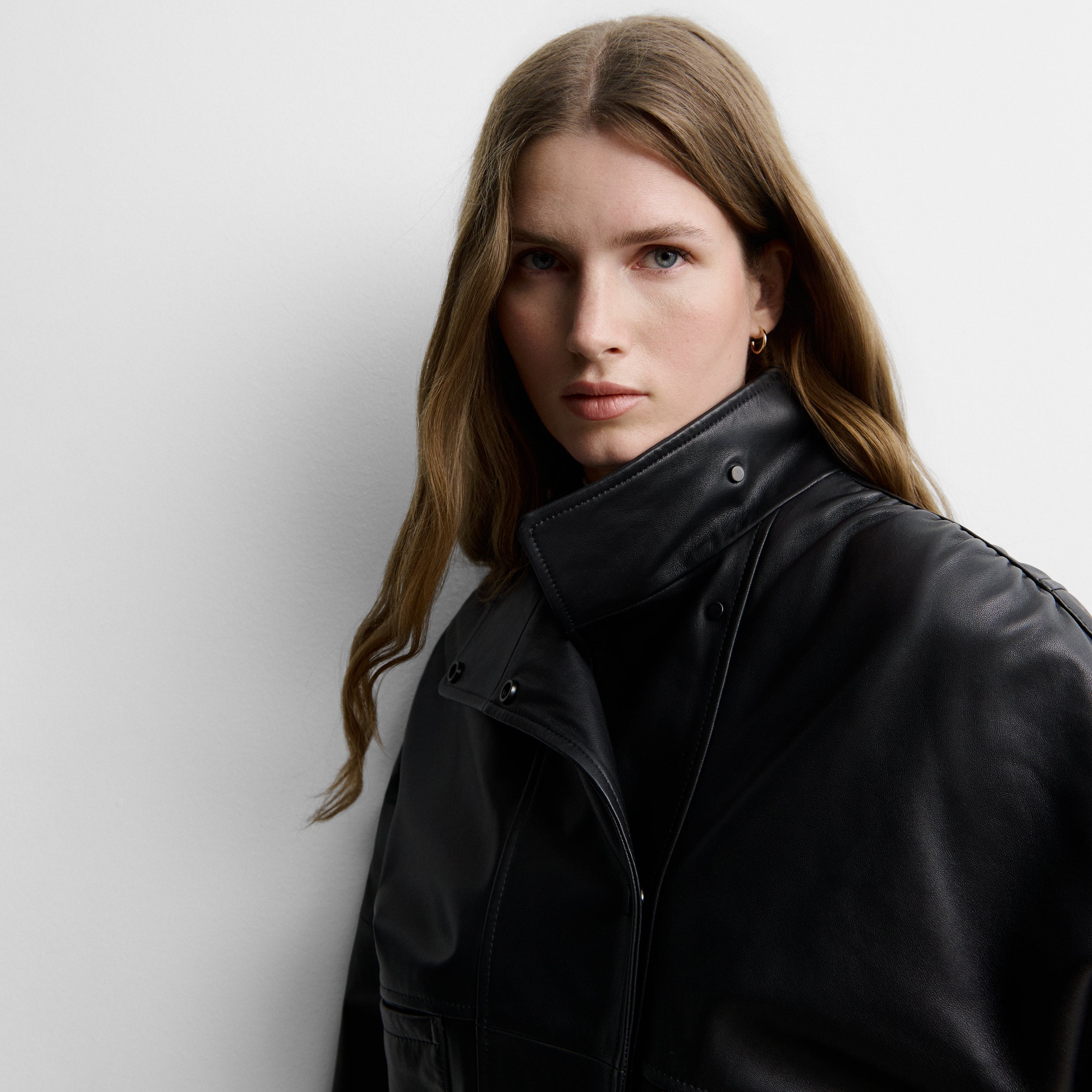Faux leather bomber jacket