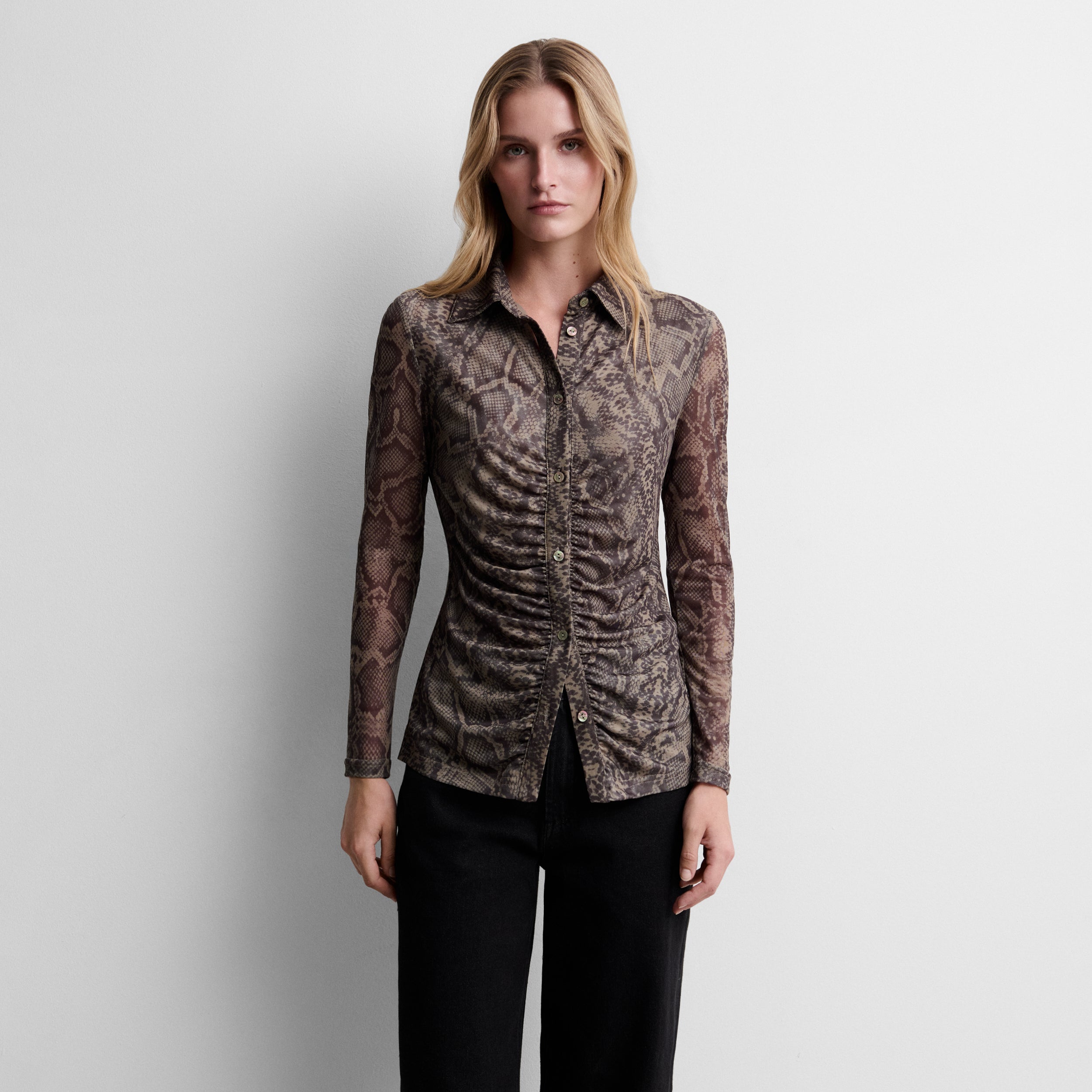 Printed tulle shirt
