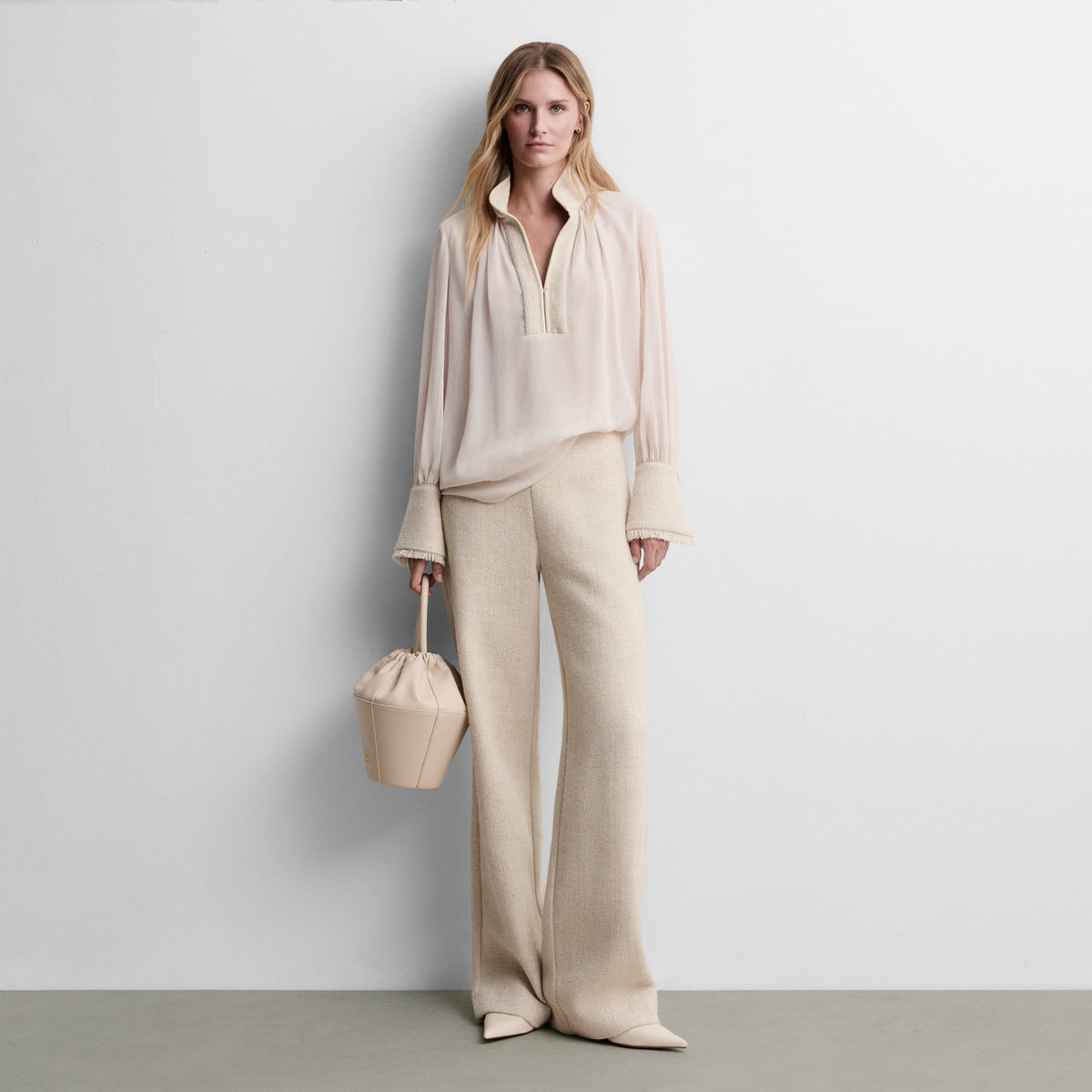 Pantalon droit en tweed