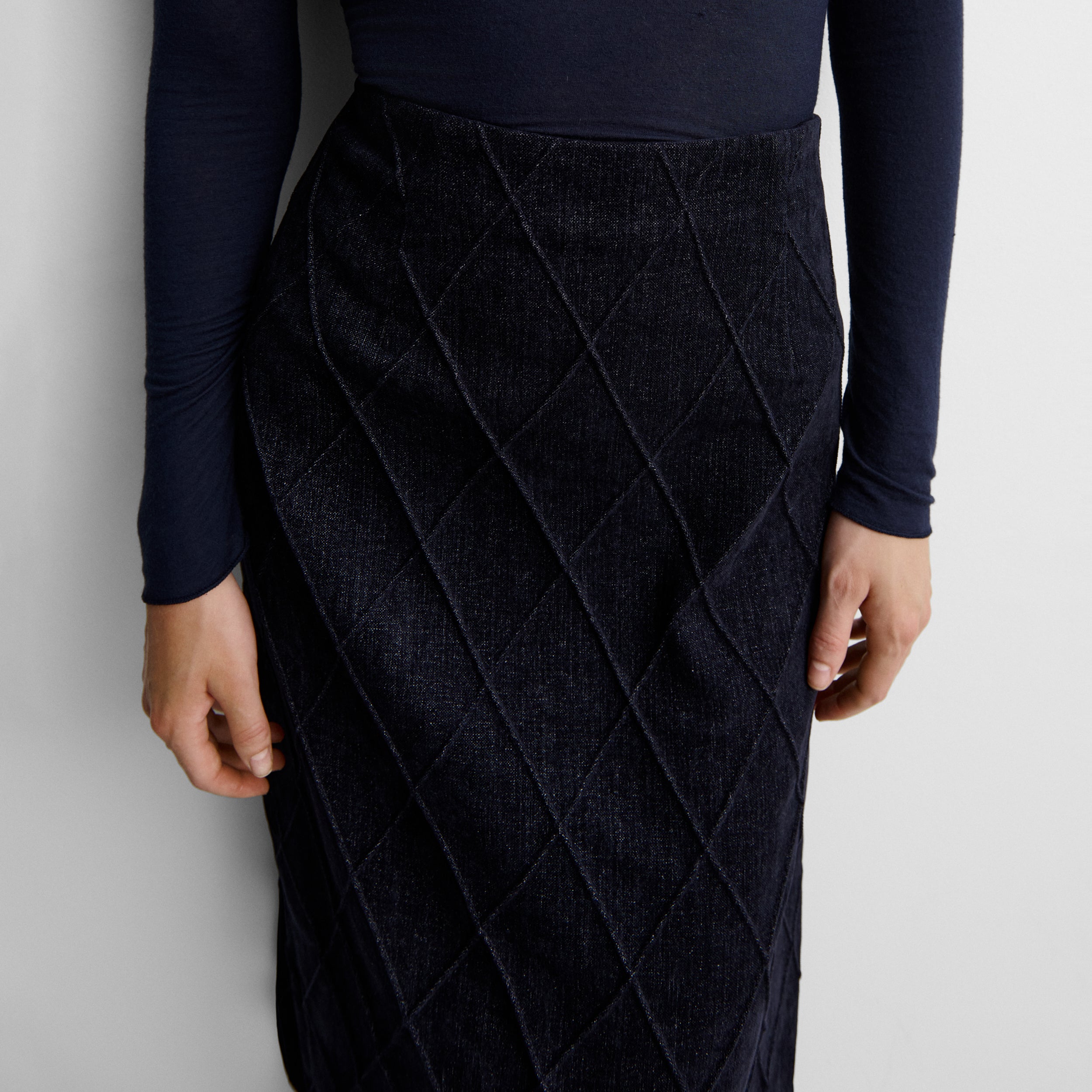 Denim-effect midi skirt