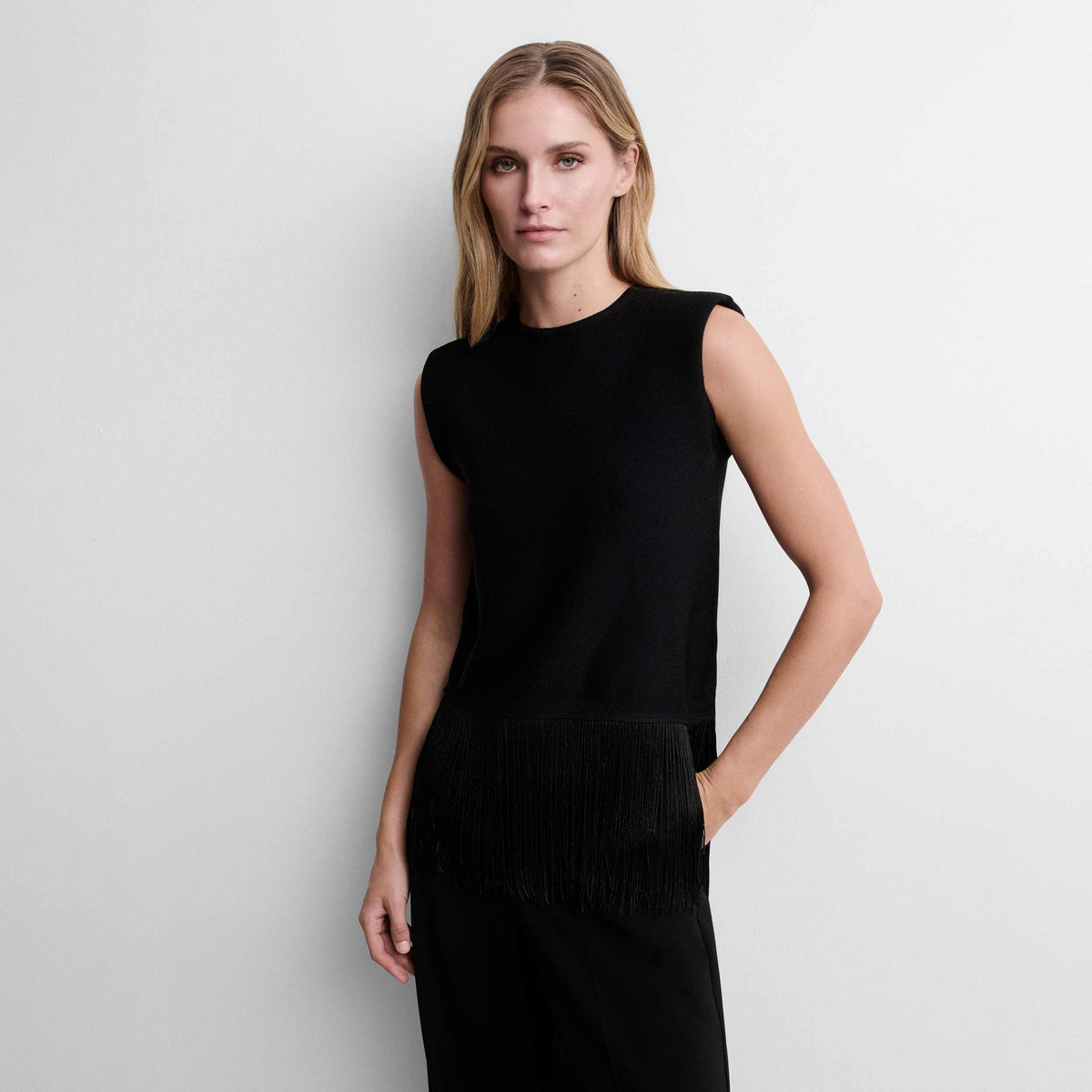 Top punto lurex flecos