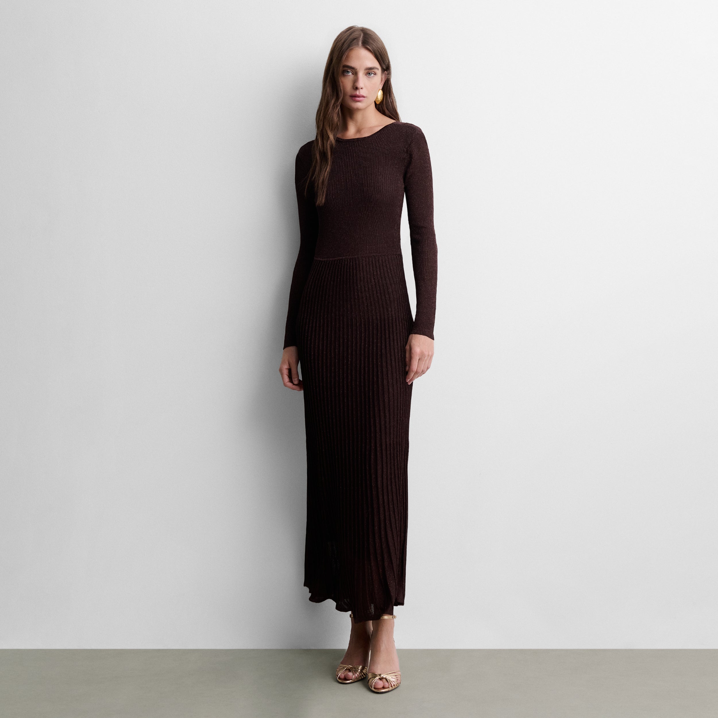 Robe longue en maille lurex