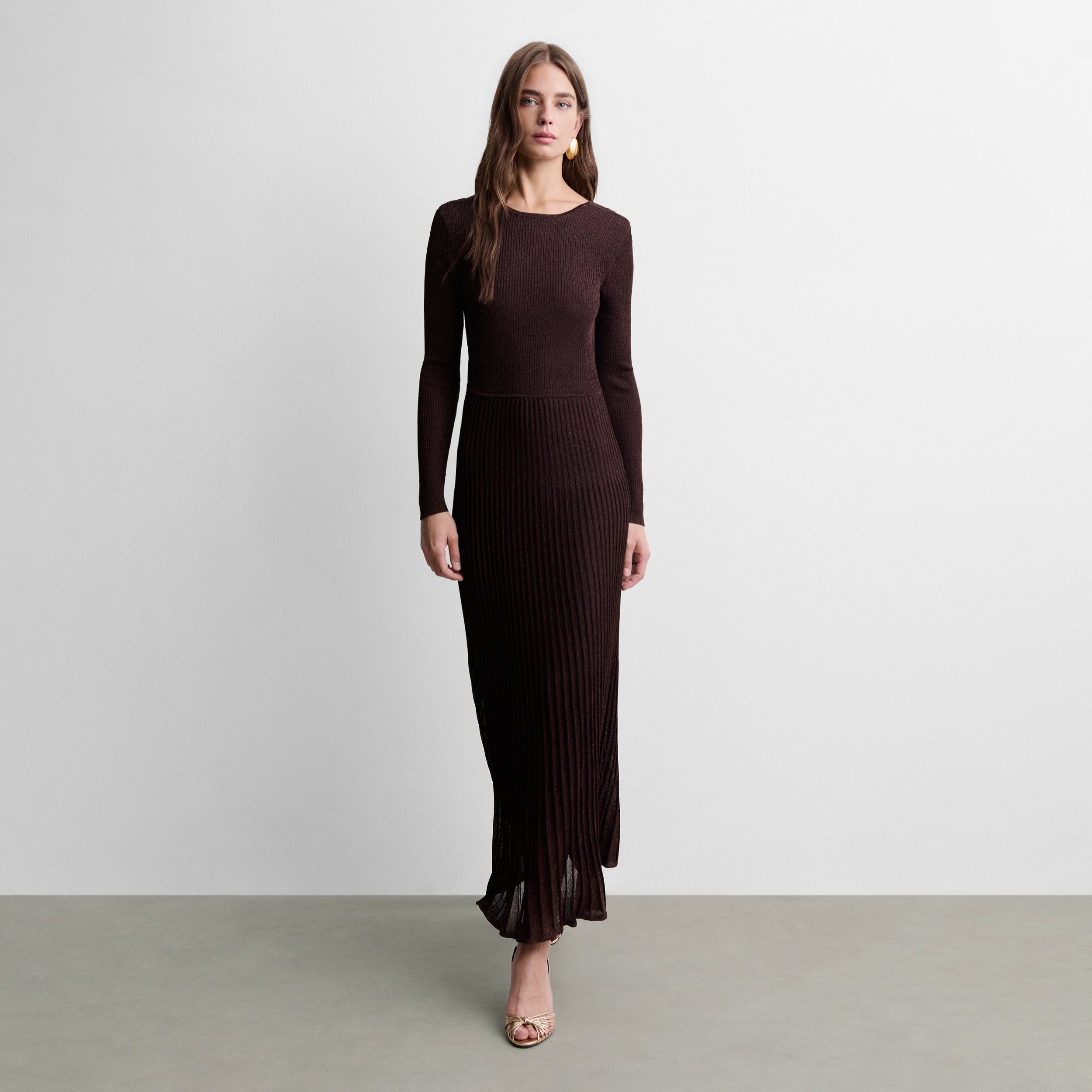 Robe longue en maille lurex
