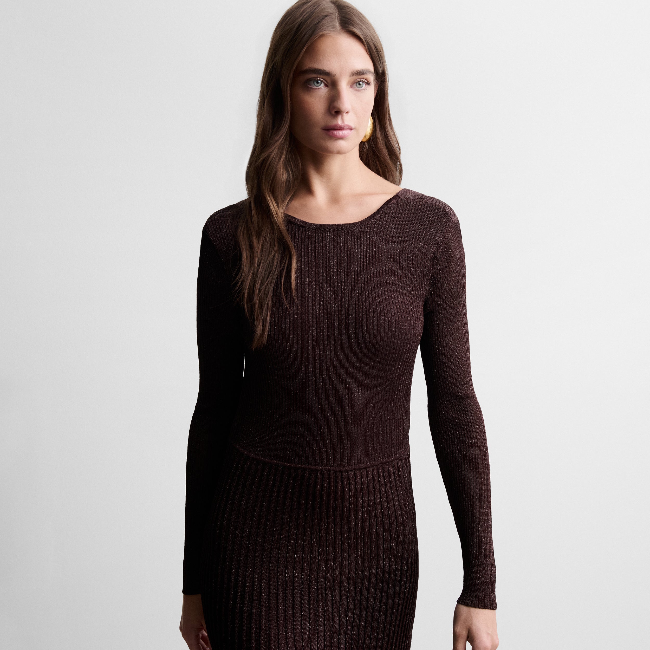 Robe longue en maille lurex