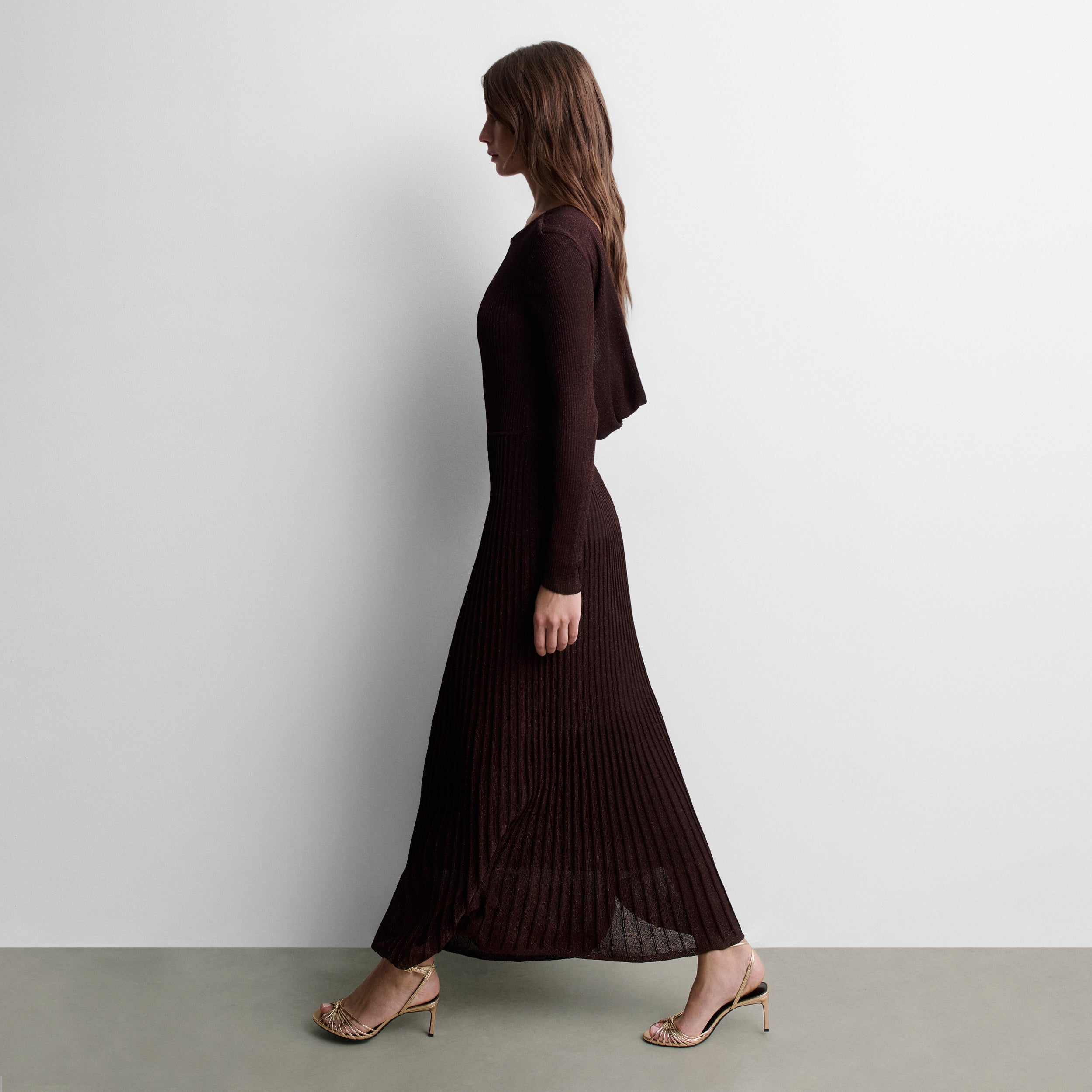 Robe longue en maille lurex