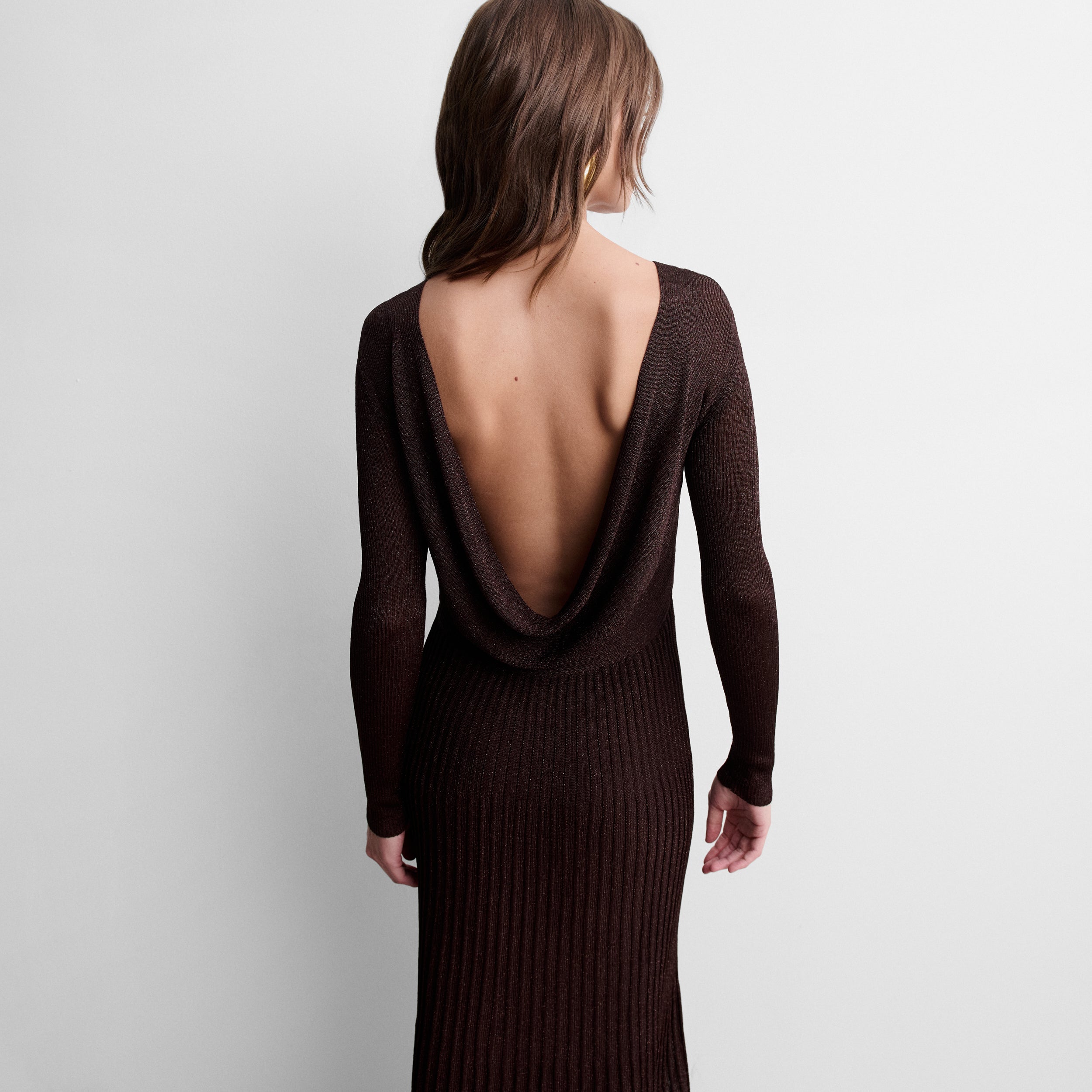Robe longue en maille lurex