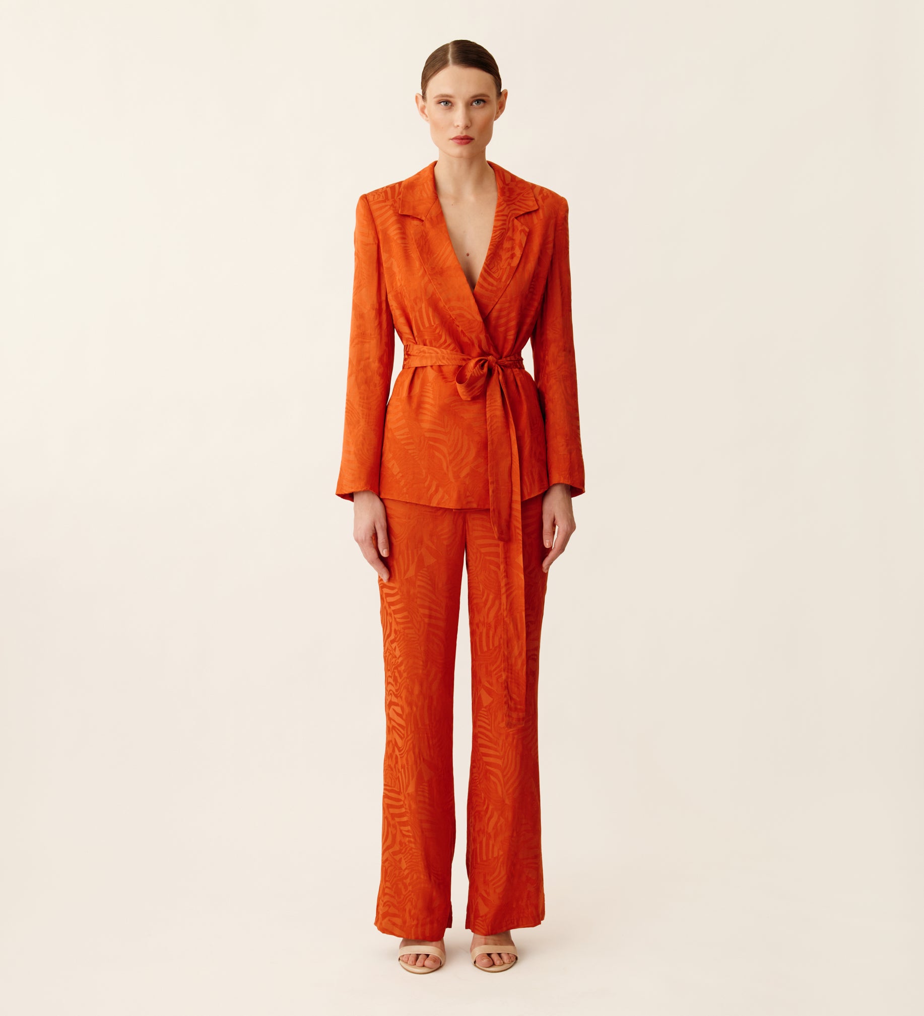 Pantalon long en jacquard fluide