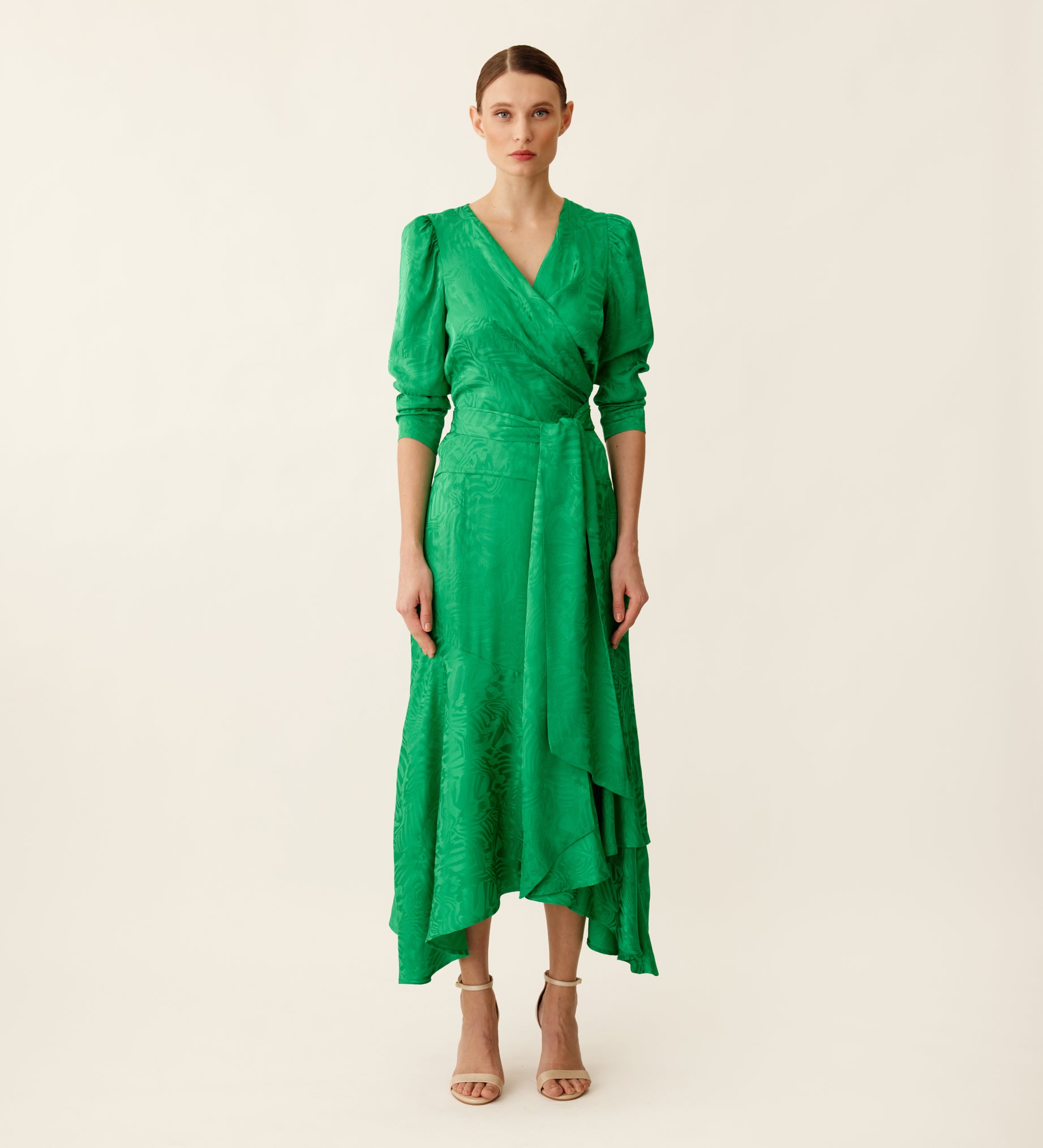 Flowing jacquard midi skirt