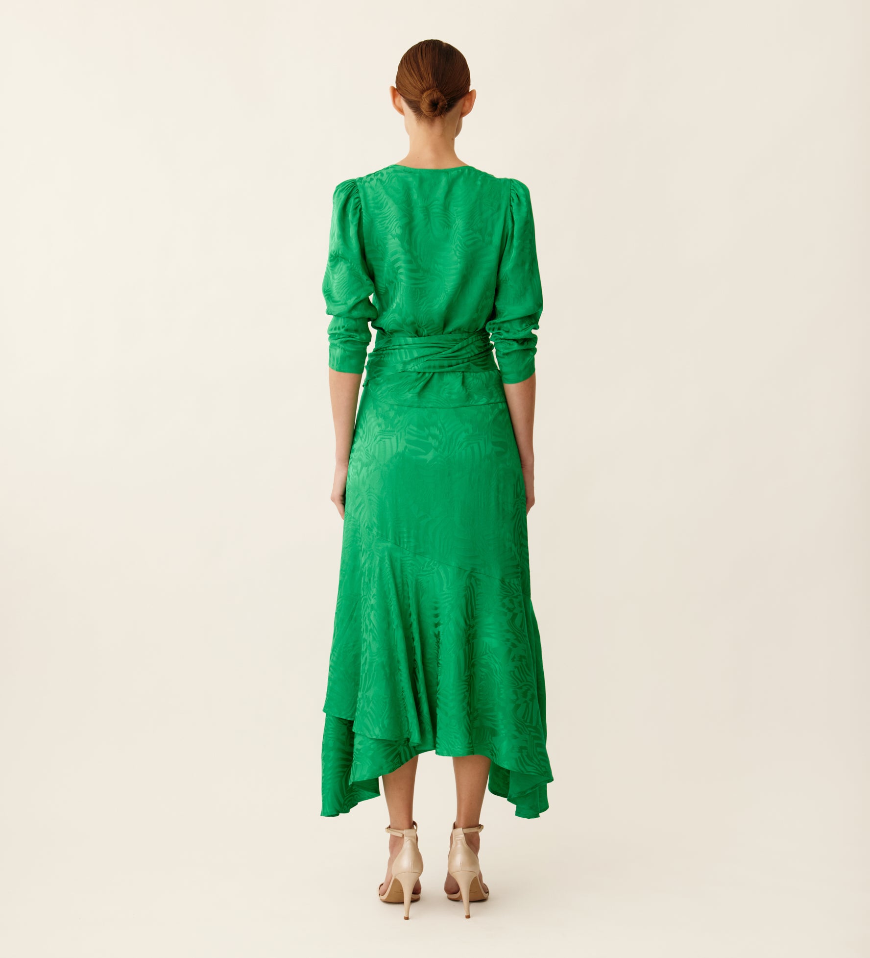 Flowing jacquard midi skirt