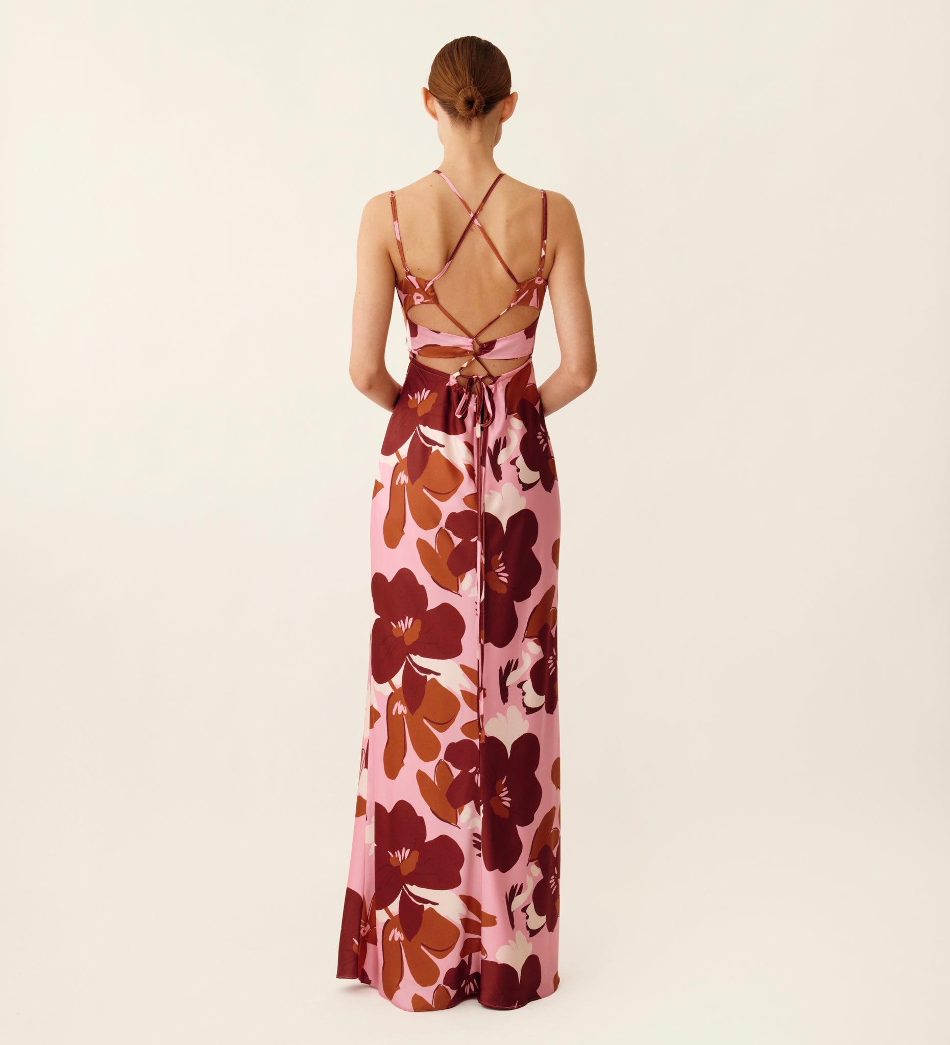 Vestido largo satén estampado