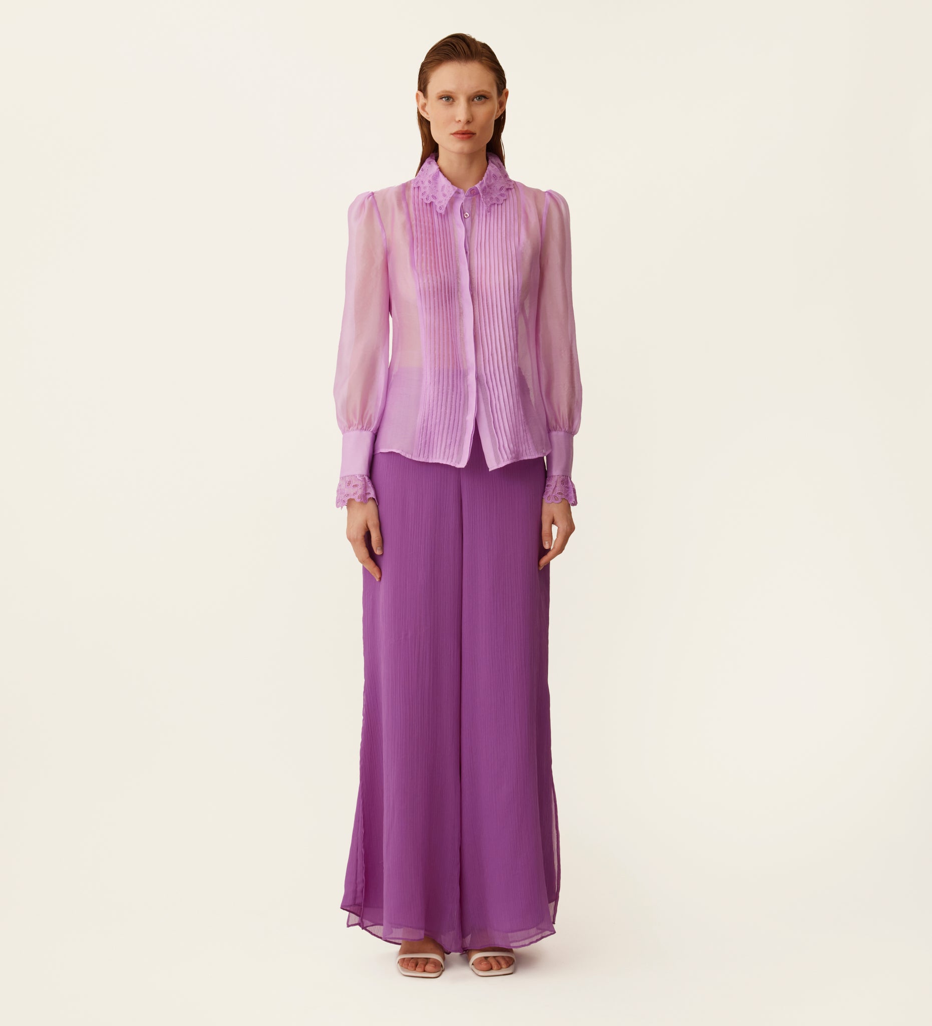 Long sleeve organza blouse