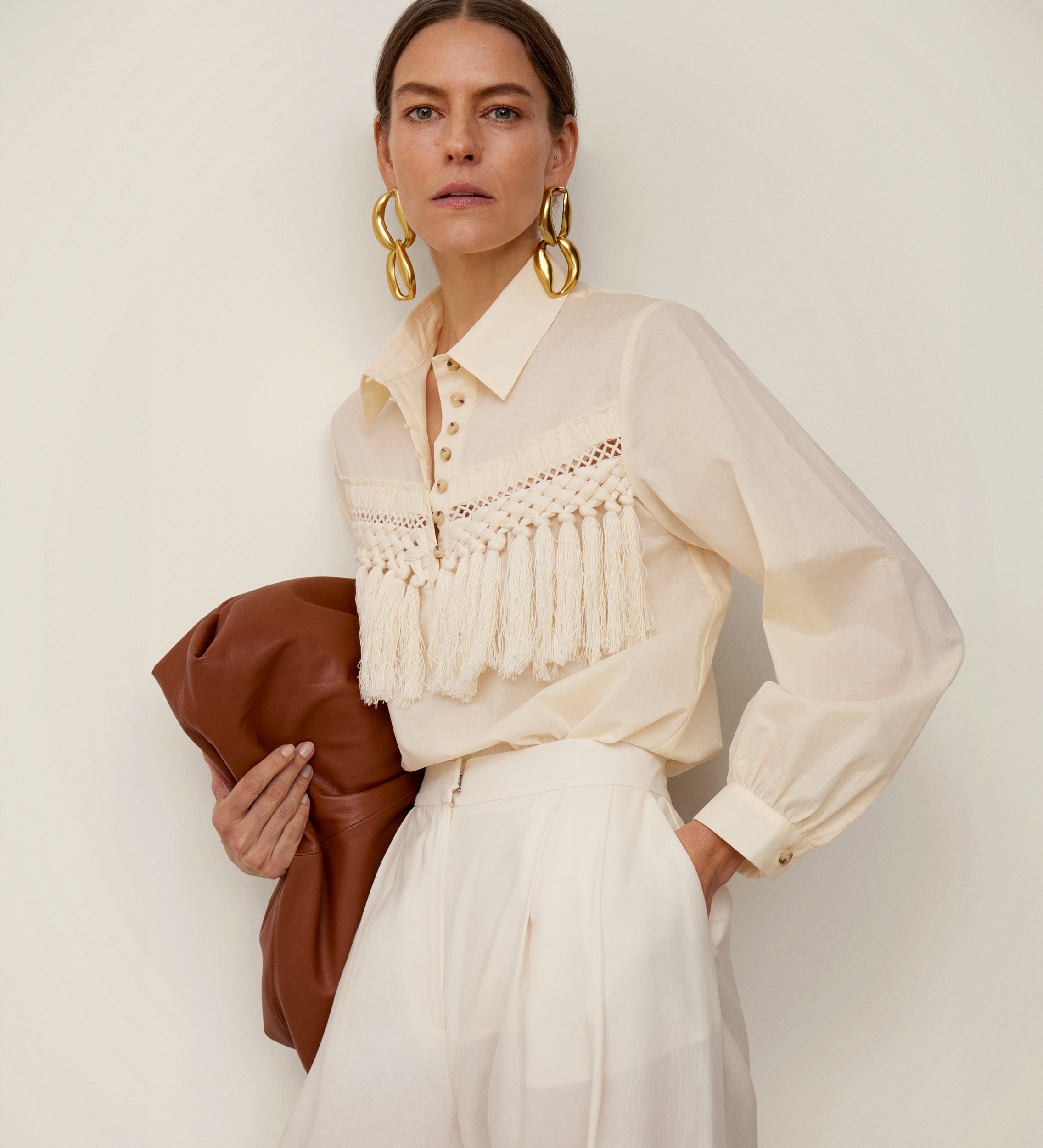 Blusa canesú flecos