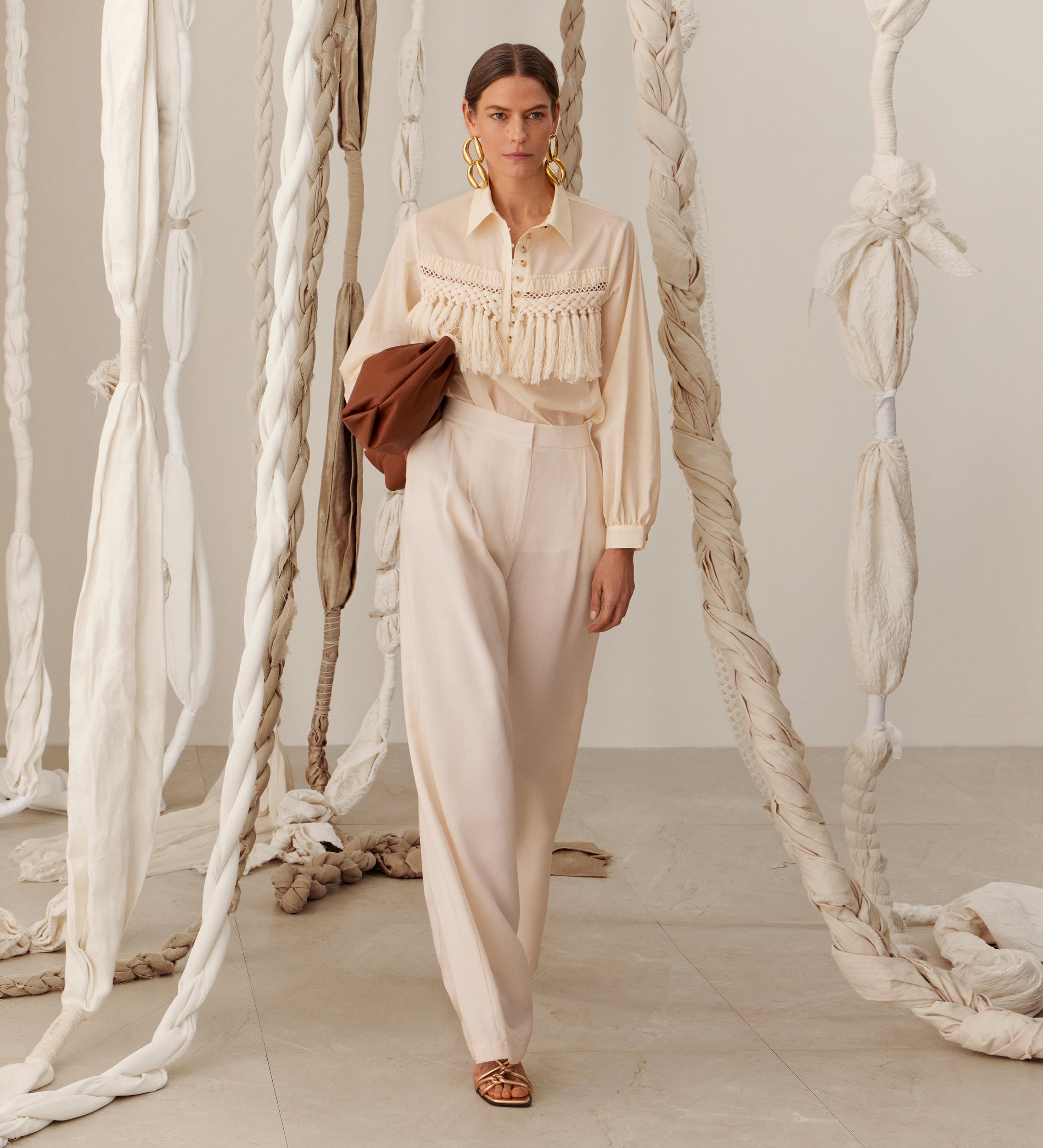 Blusa canesú flecos