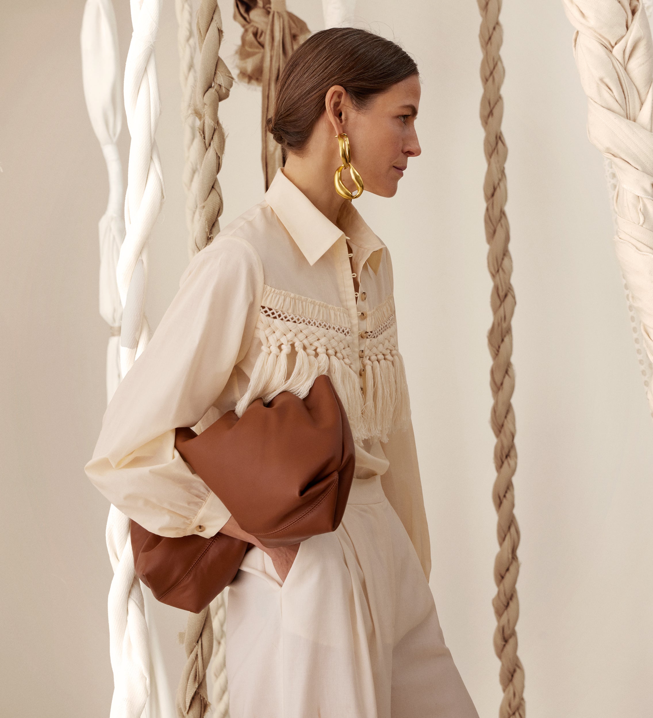 Blusa canesú flecos