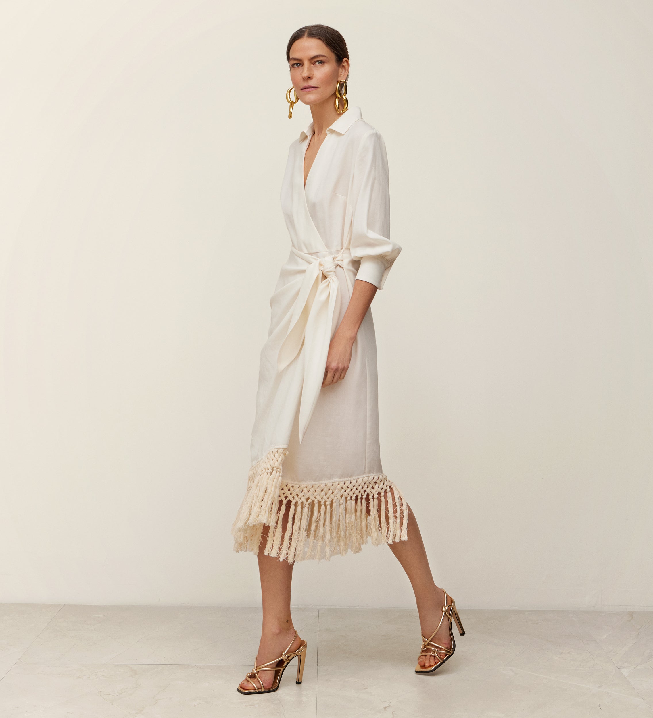 Fringe wrap dress