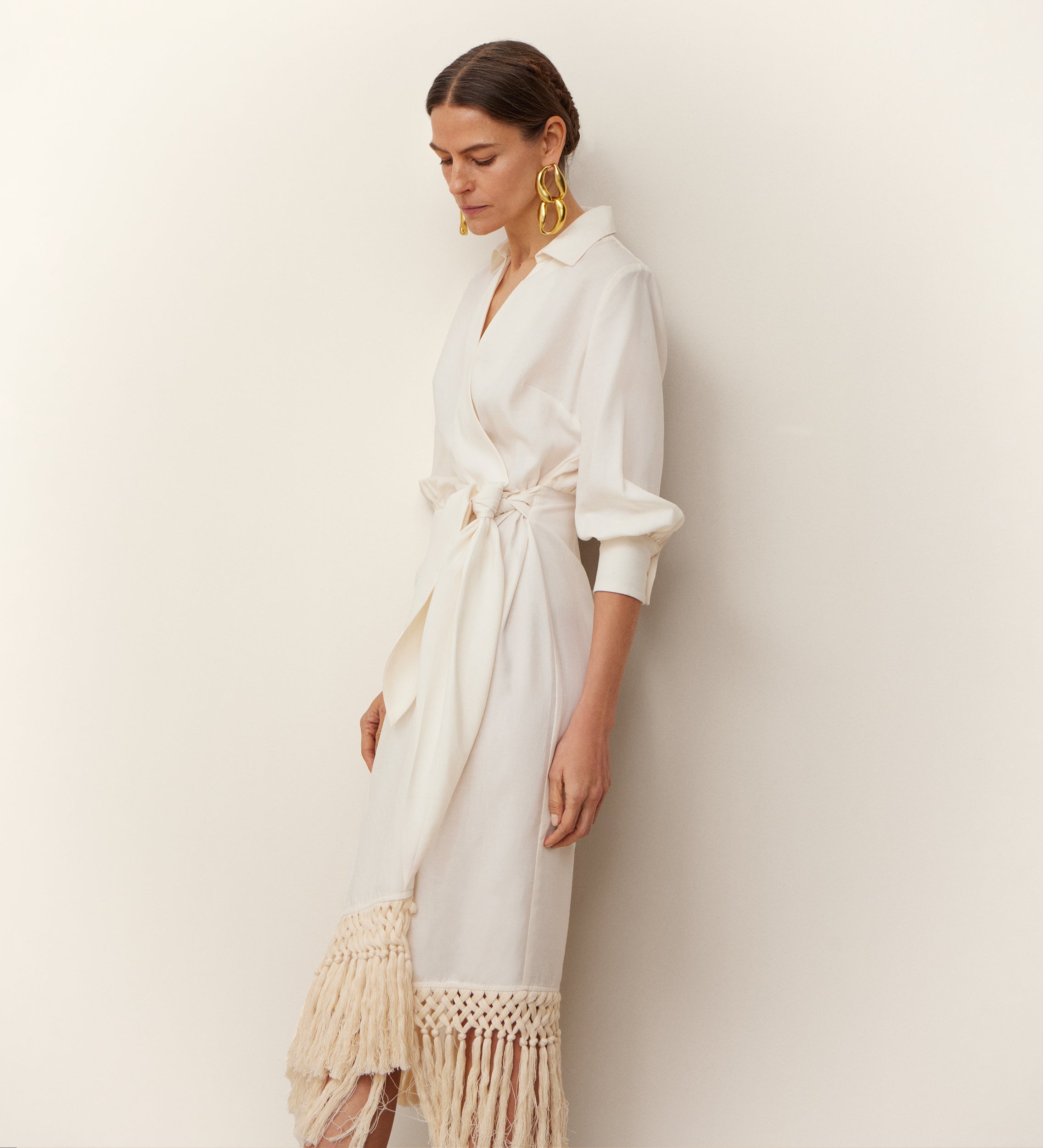 Fringe wrap dress