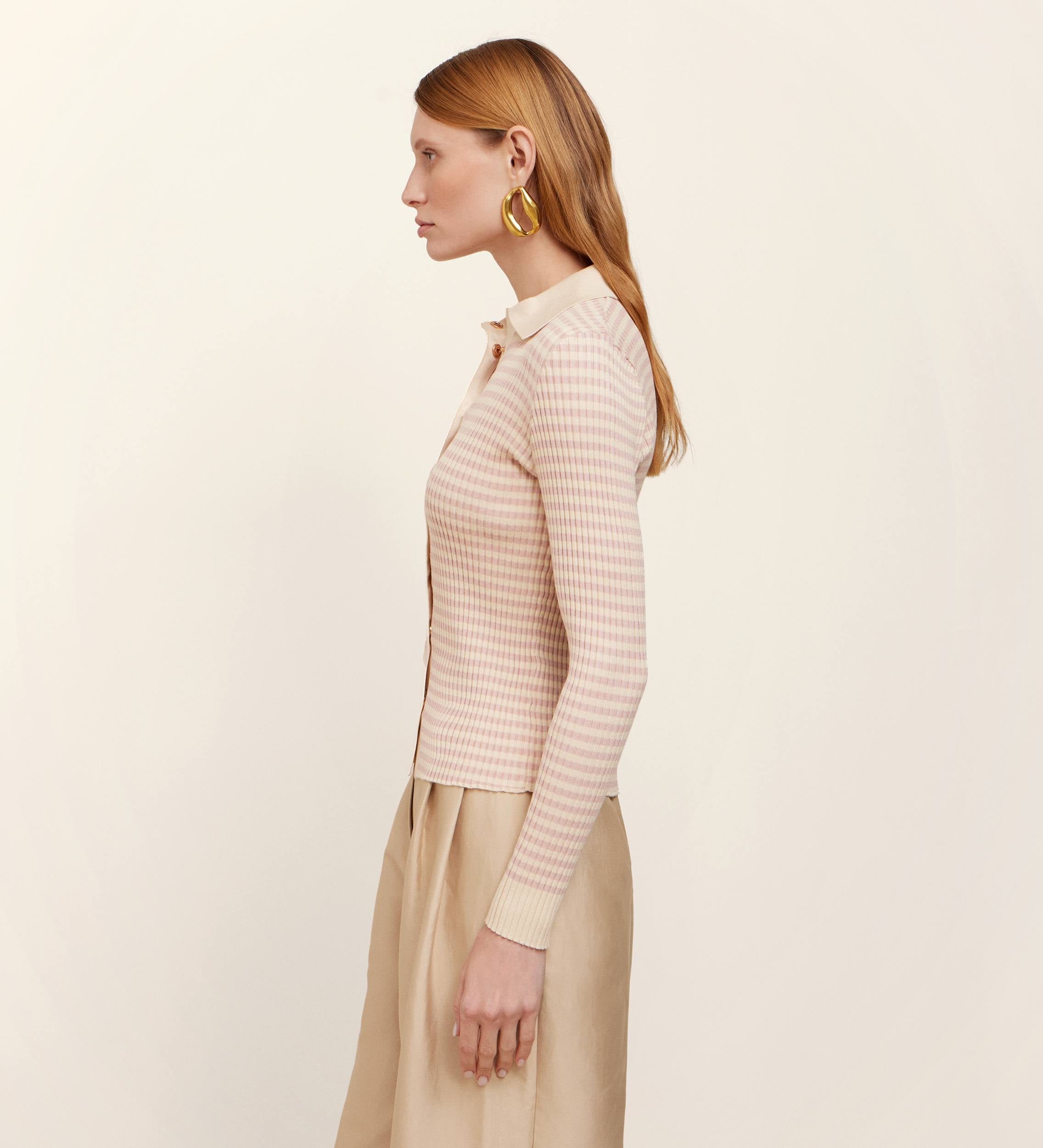 Cardigan en maille rayée