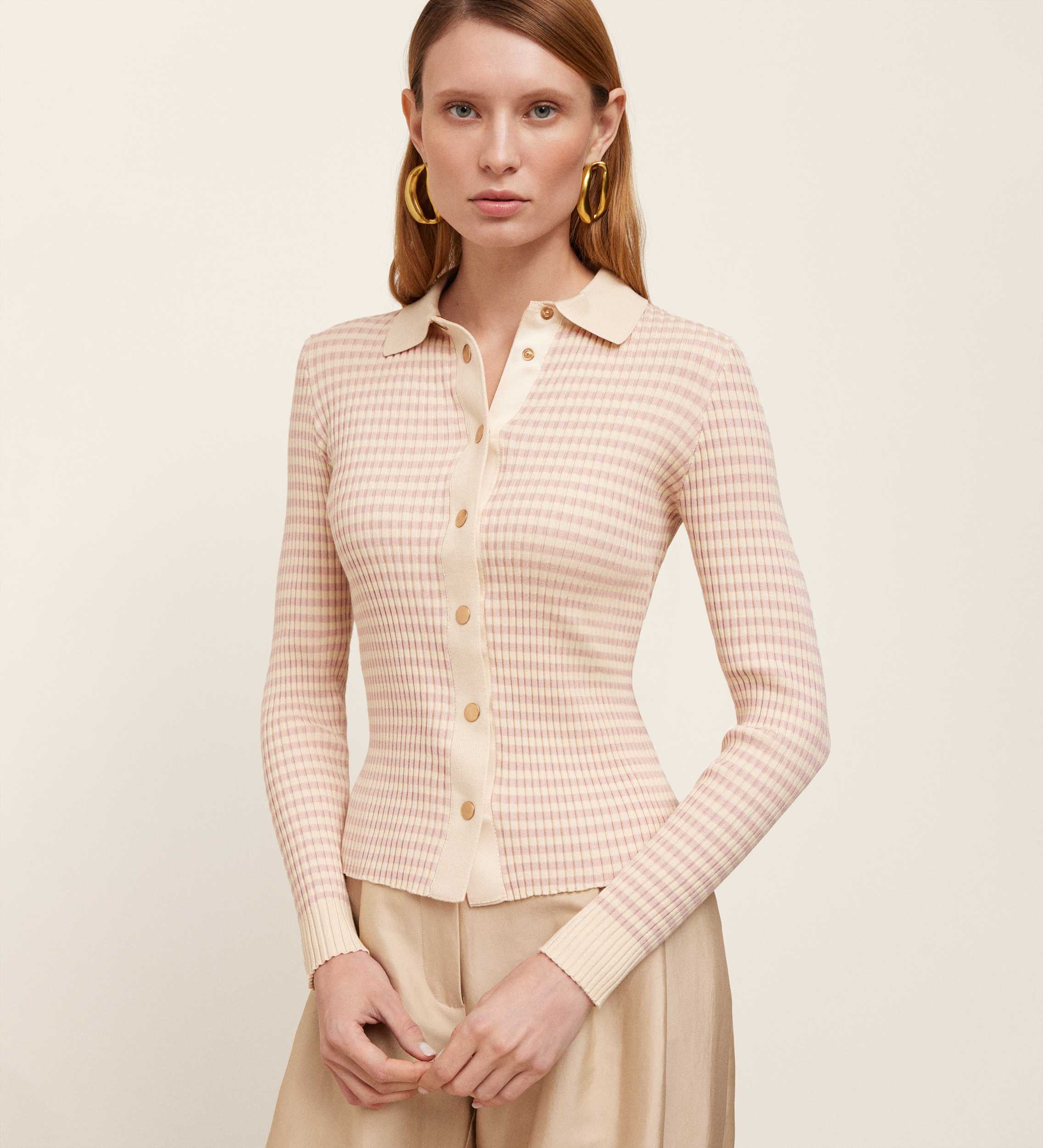 Cardigan en maille rayée