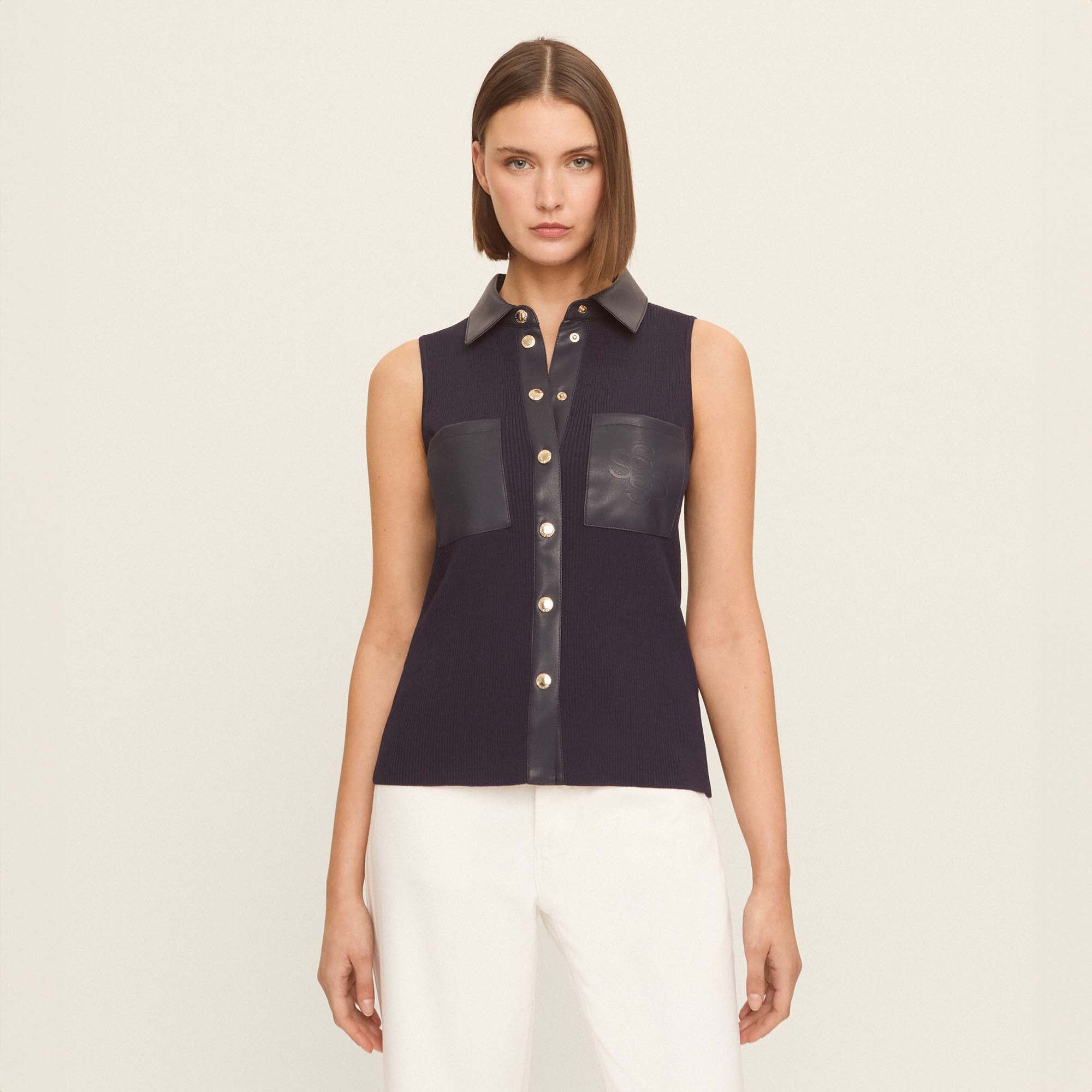 Top punto con ecopiel