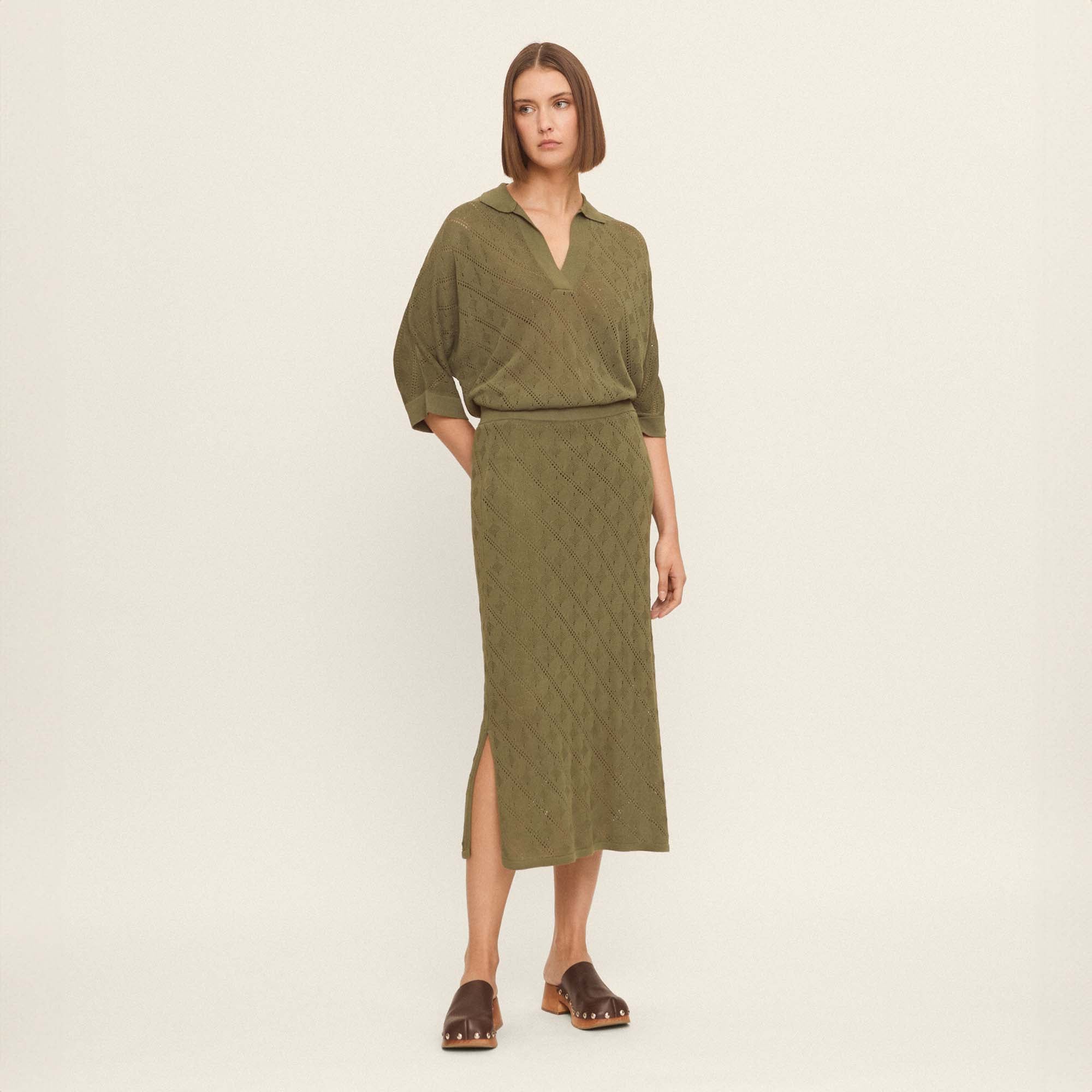Openwork knit skirt