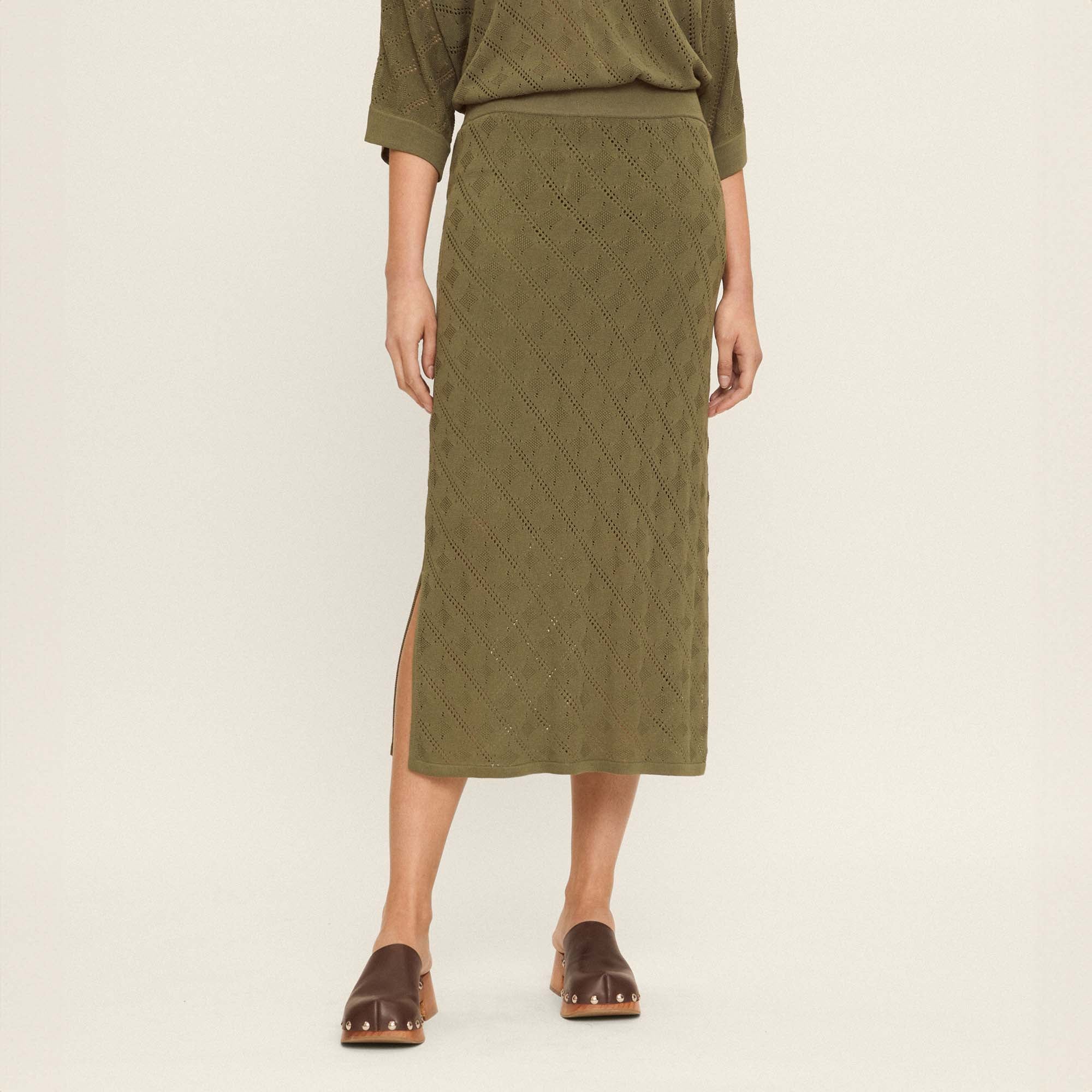 Openwork knit skirt