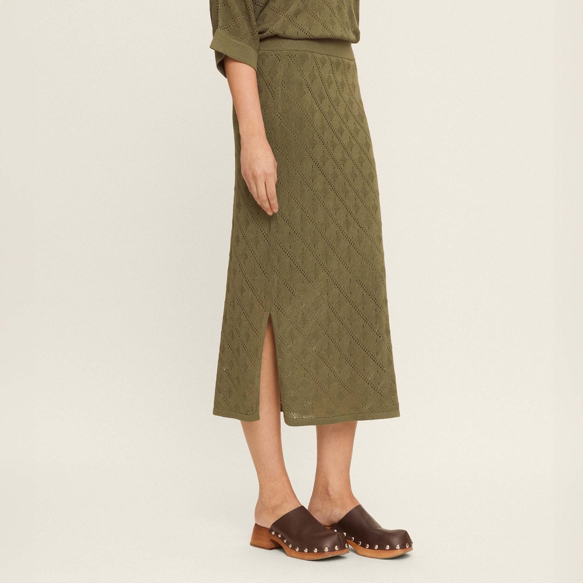 Openwork knit skirt