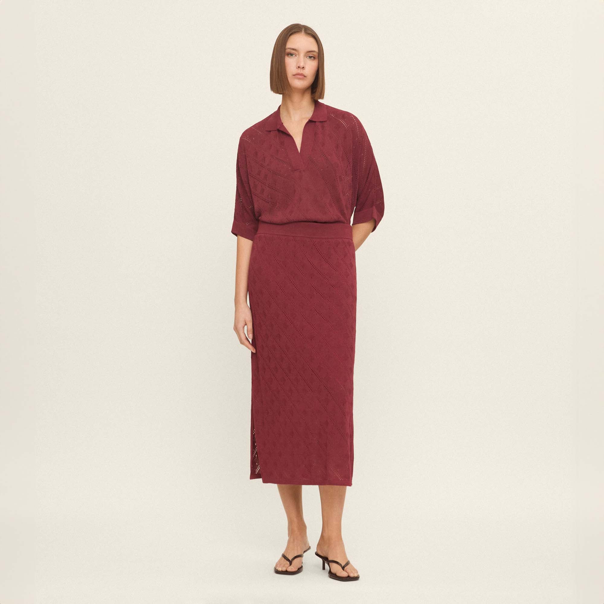 Openwork knit skirt