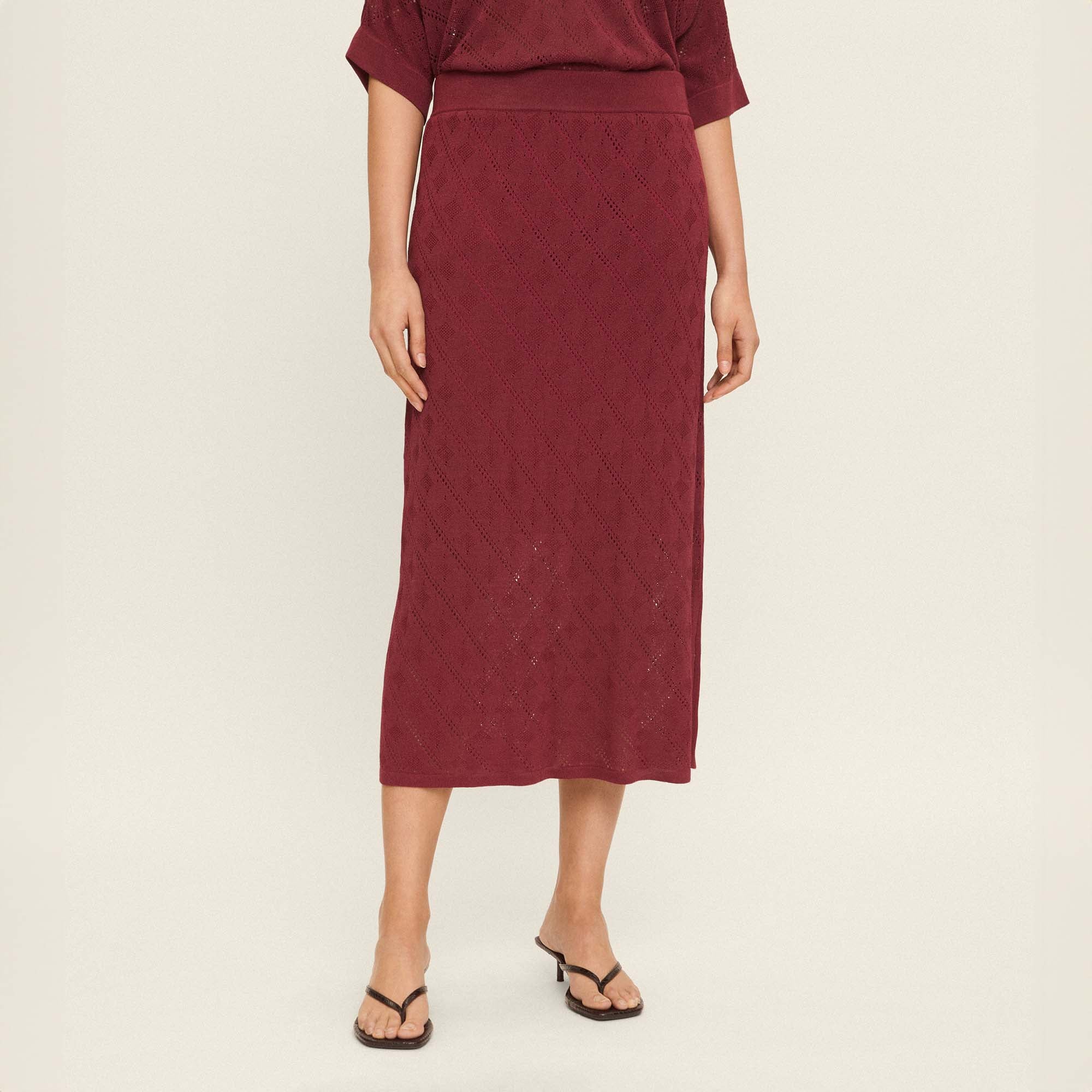 Openwork knit skirt