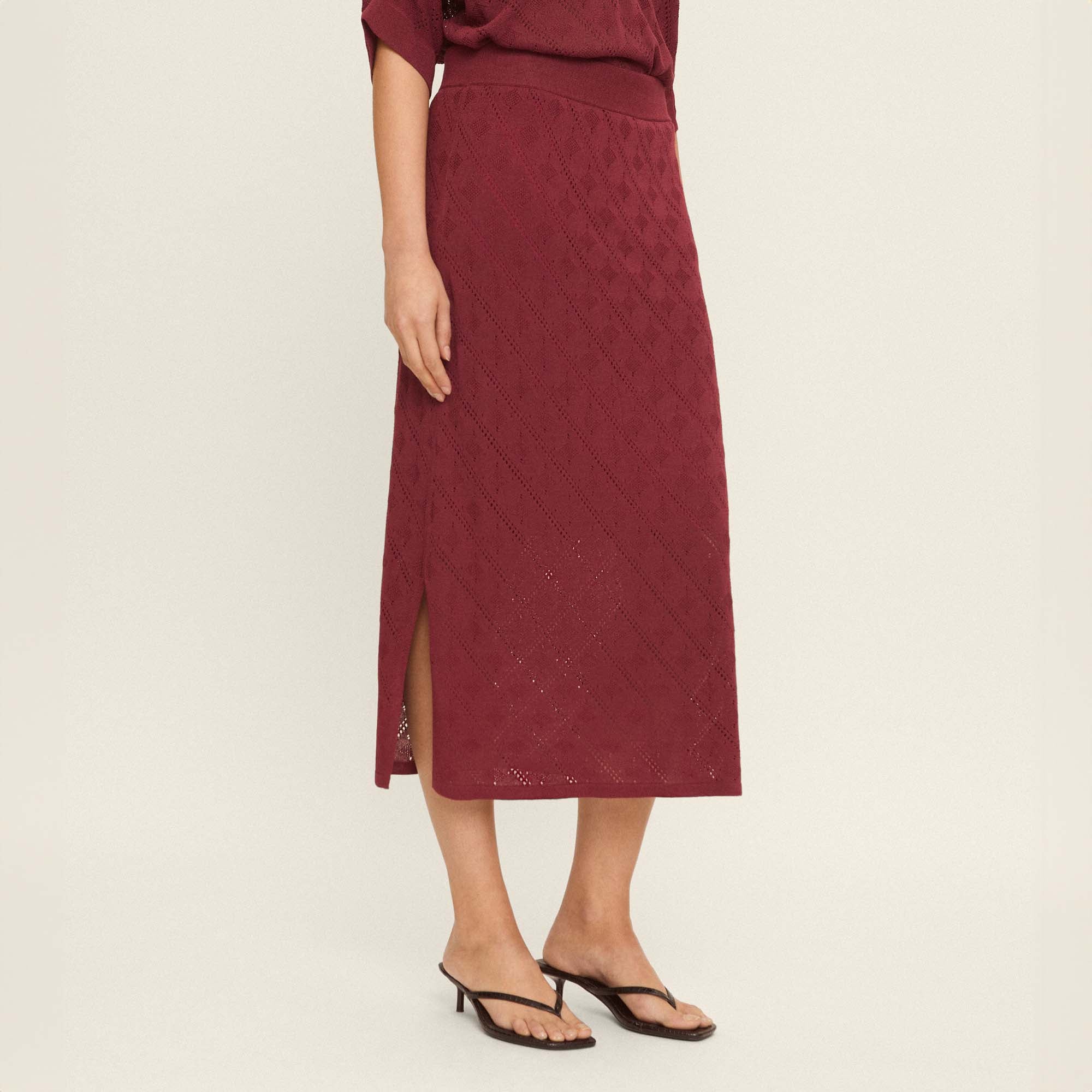 Openwork knit skirt