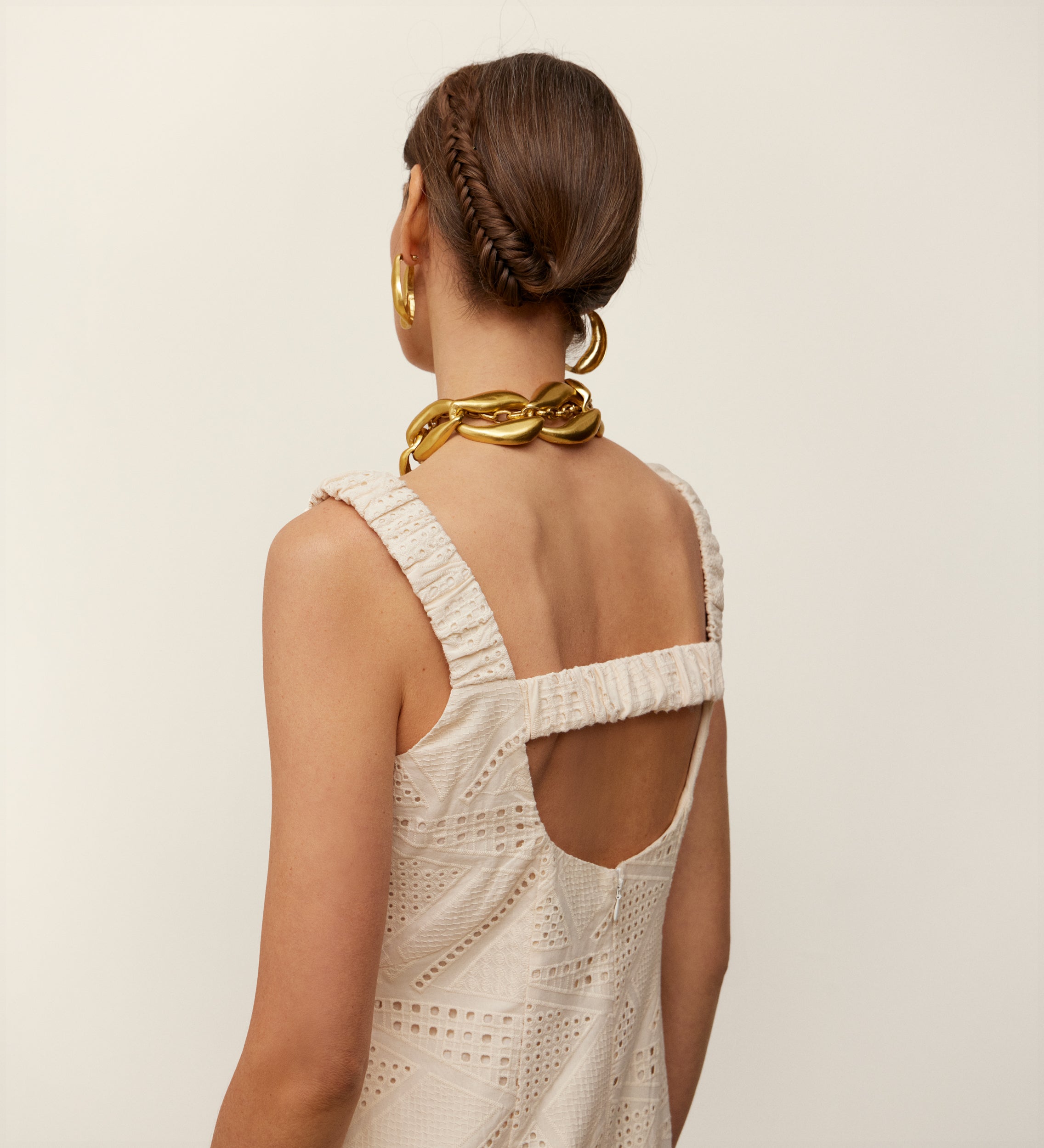 Vestido midi algodón bordado