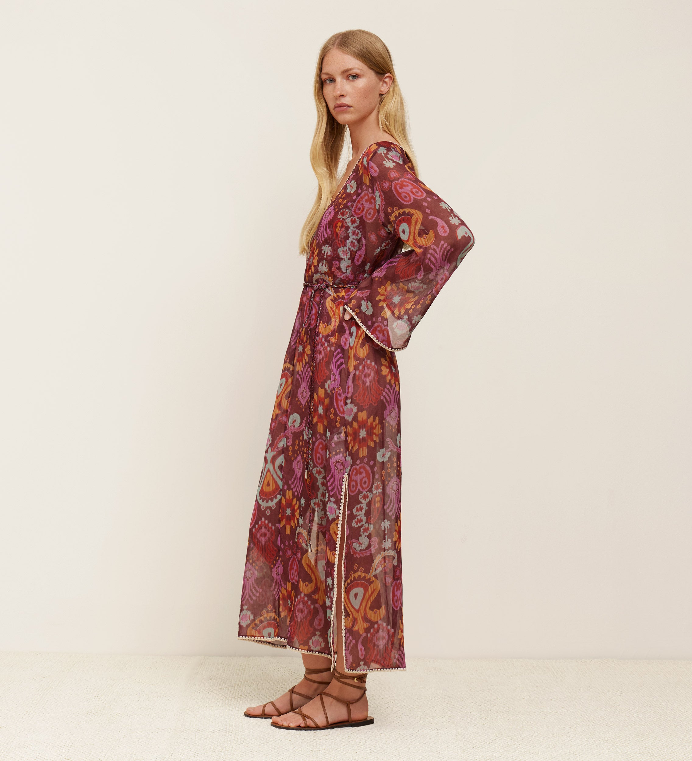Belted printed kaftan