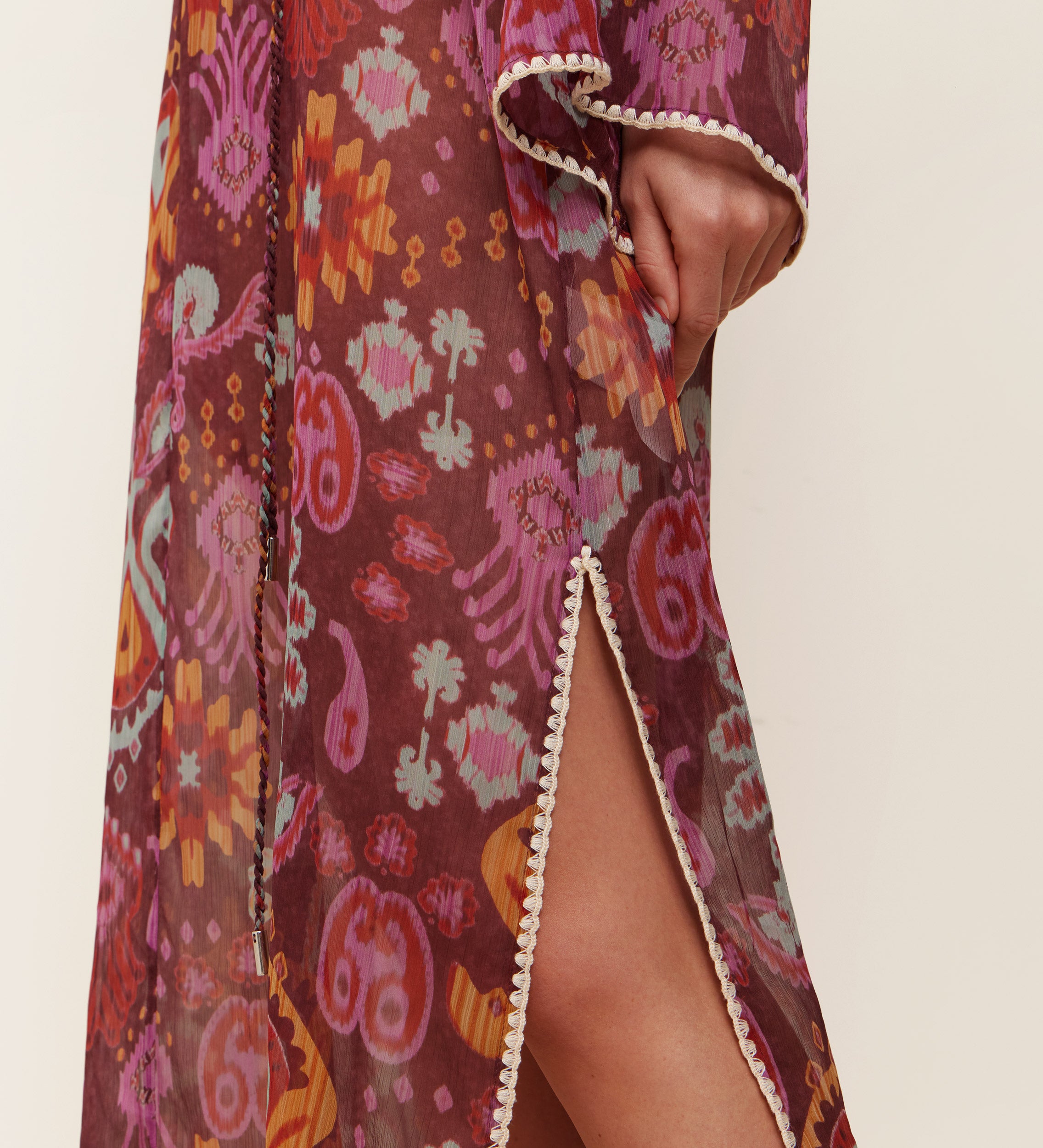 Belted printed kaftan