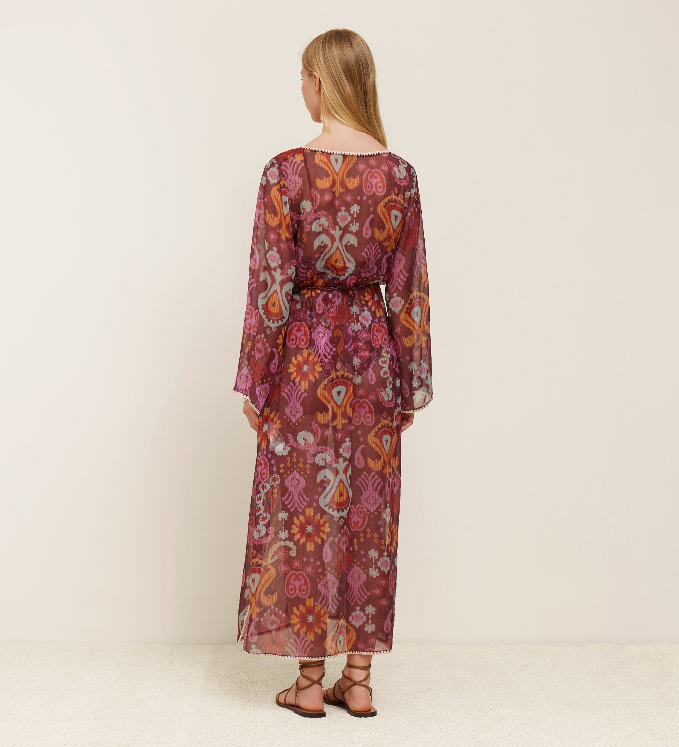 Belted printed kaftan