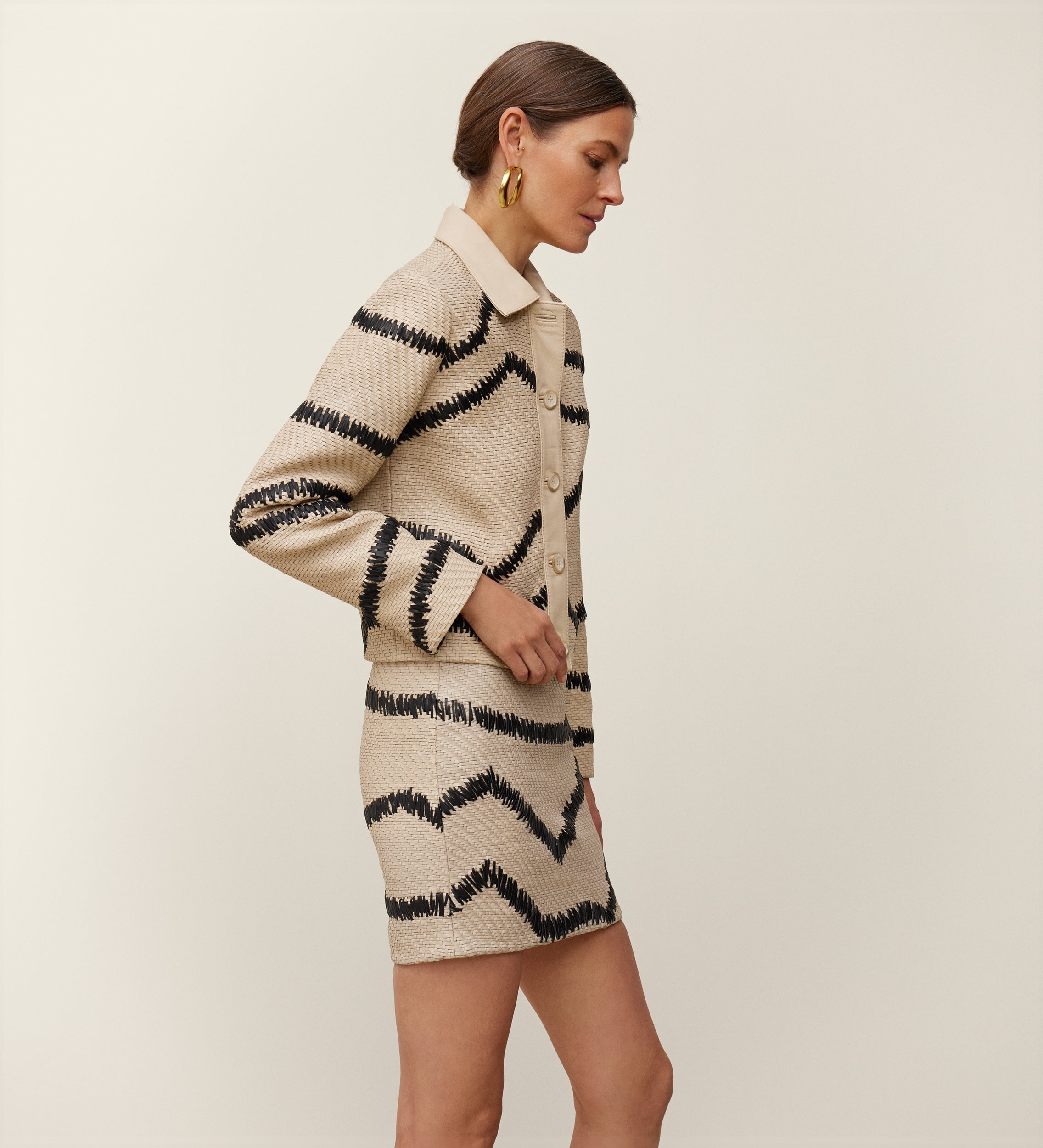 Cazadora piel entrelazada