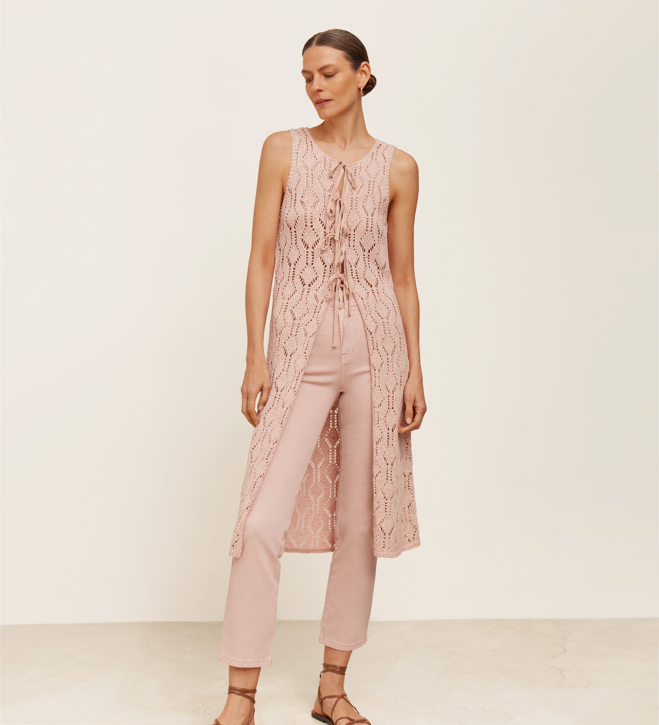 Chaleco tricot lazos