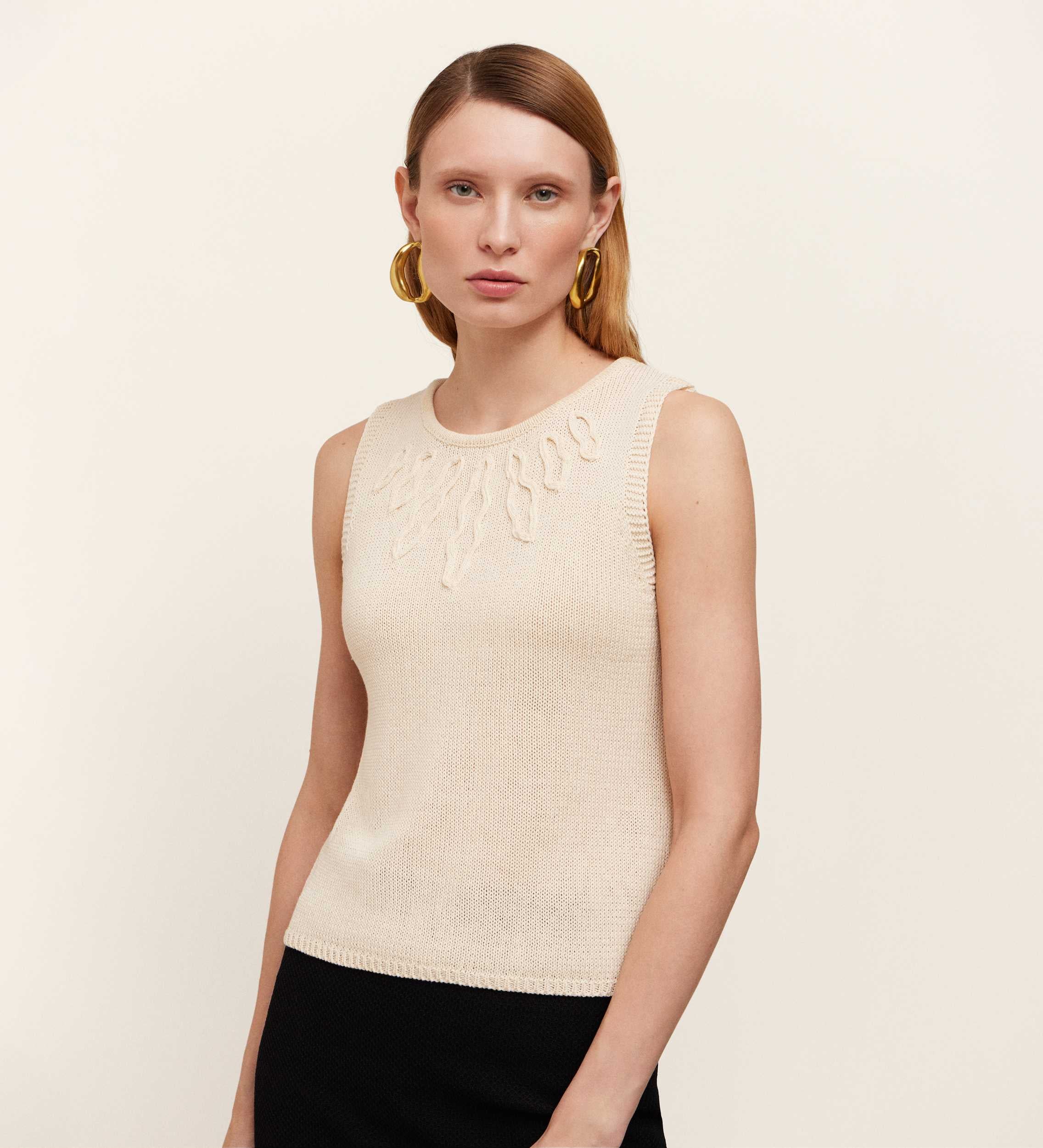 Top tricot bordado