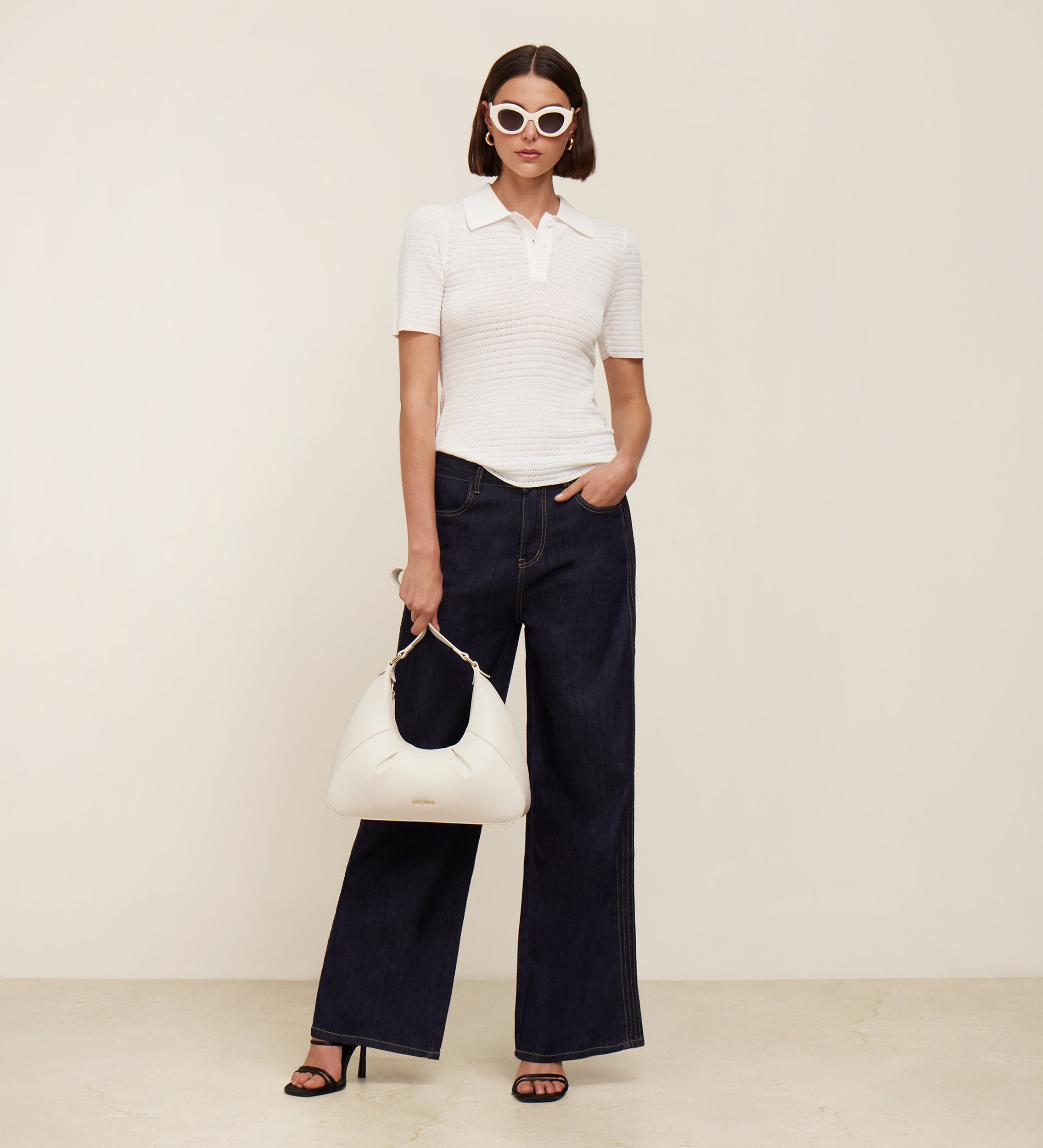 Wide leg pants with drawstrings