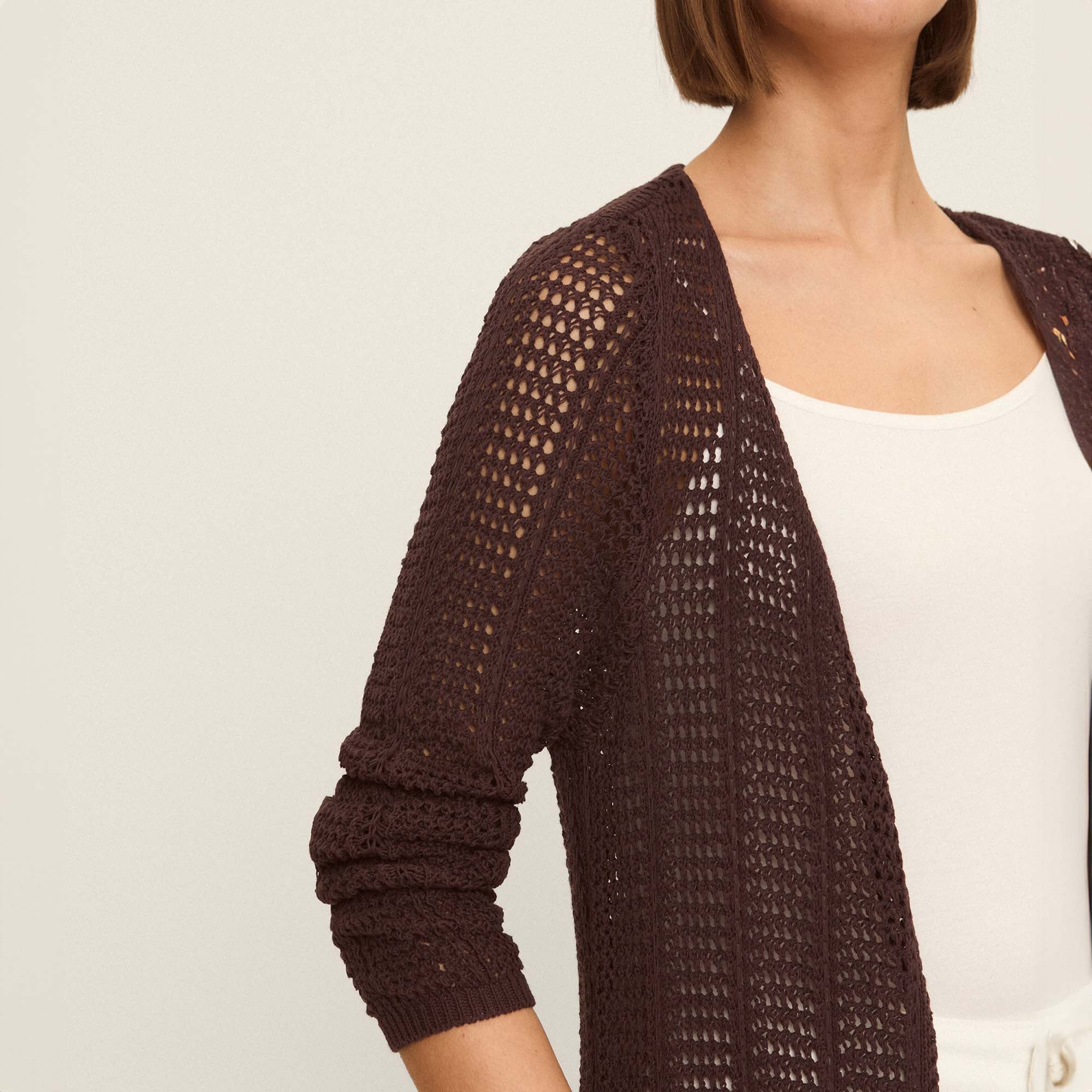 Gilet long en maille ajourée