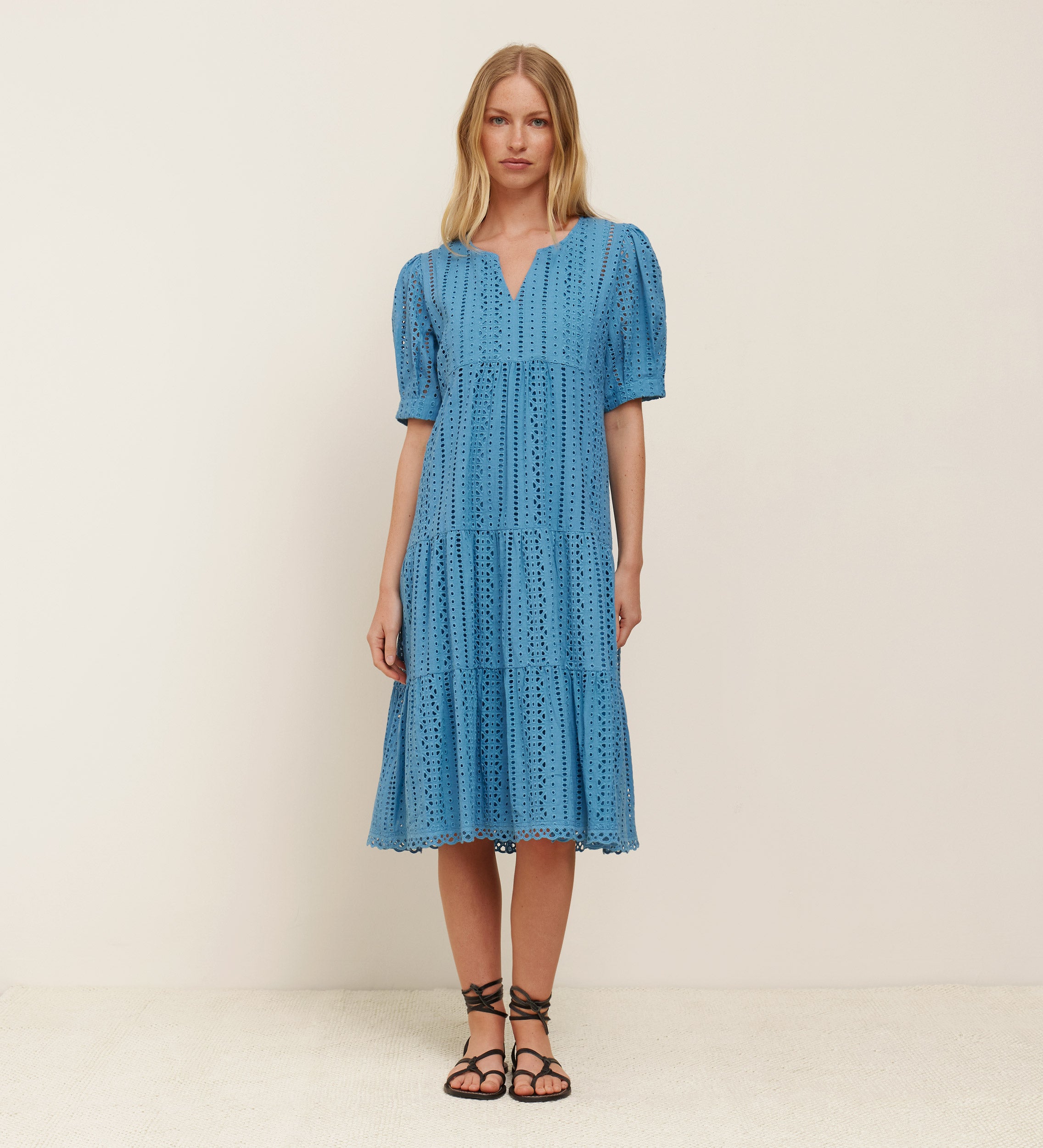 Short embroidered cotton dress
