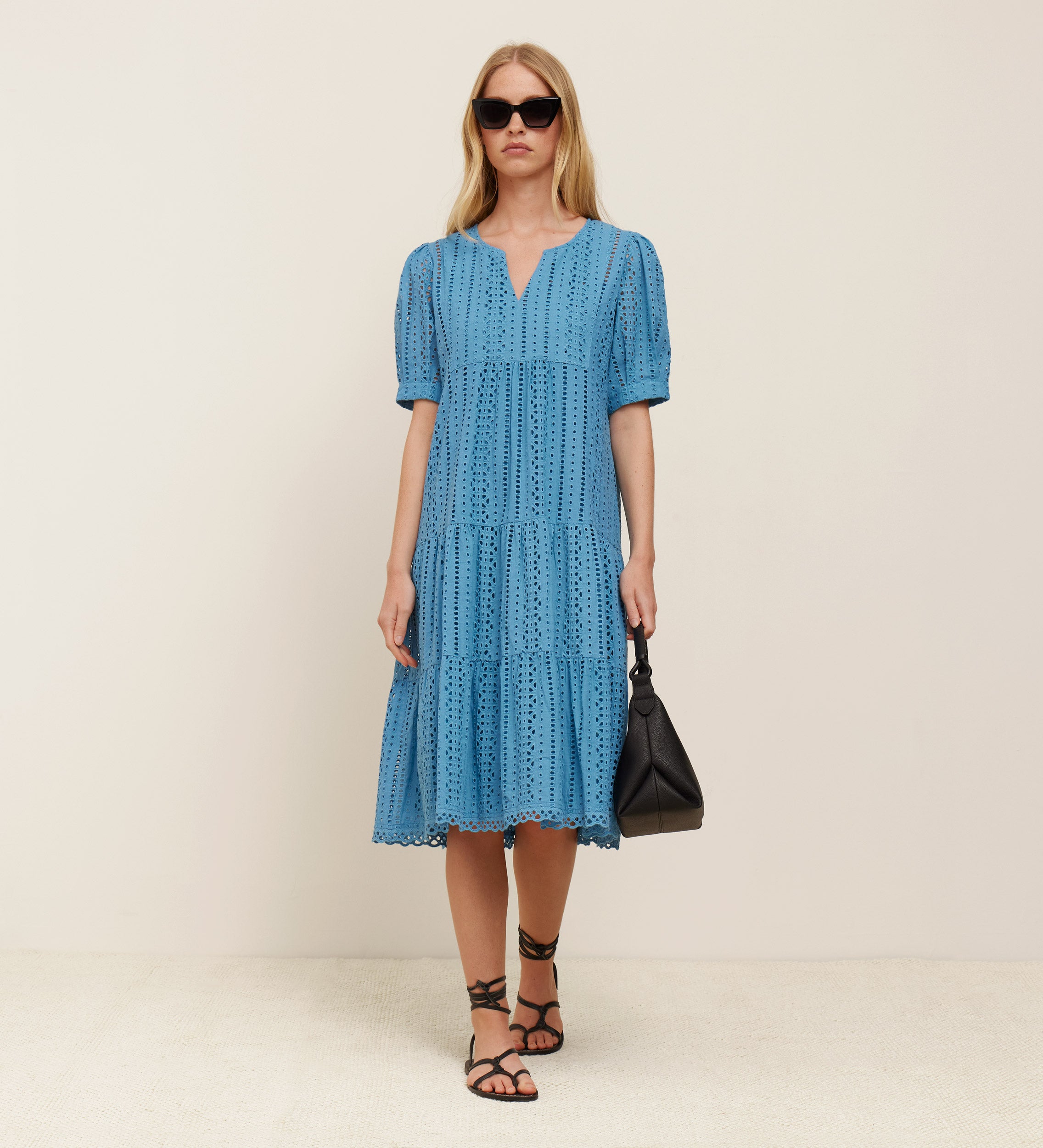 Short embroidered cotton dress