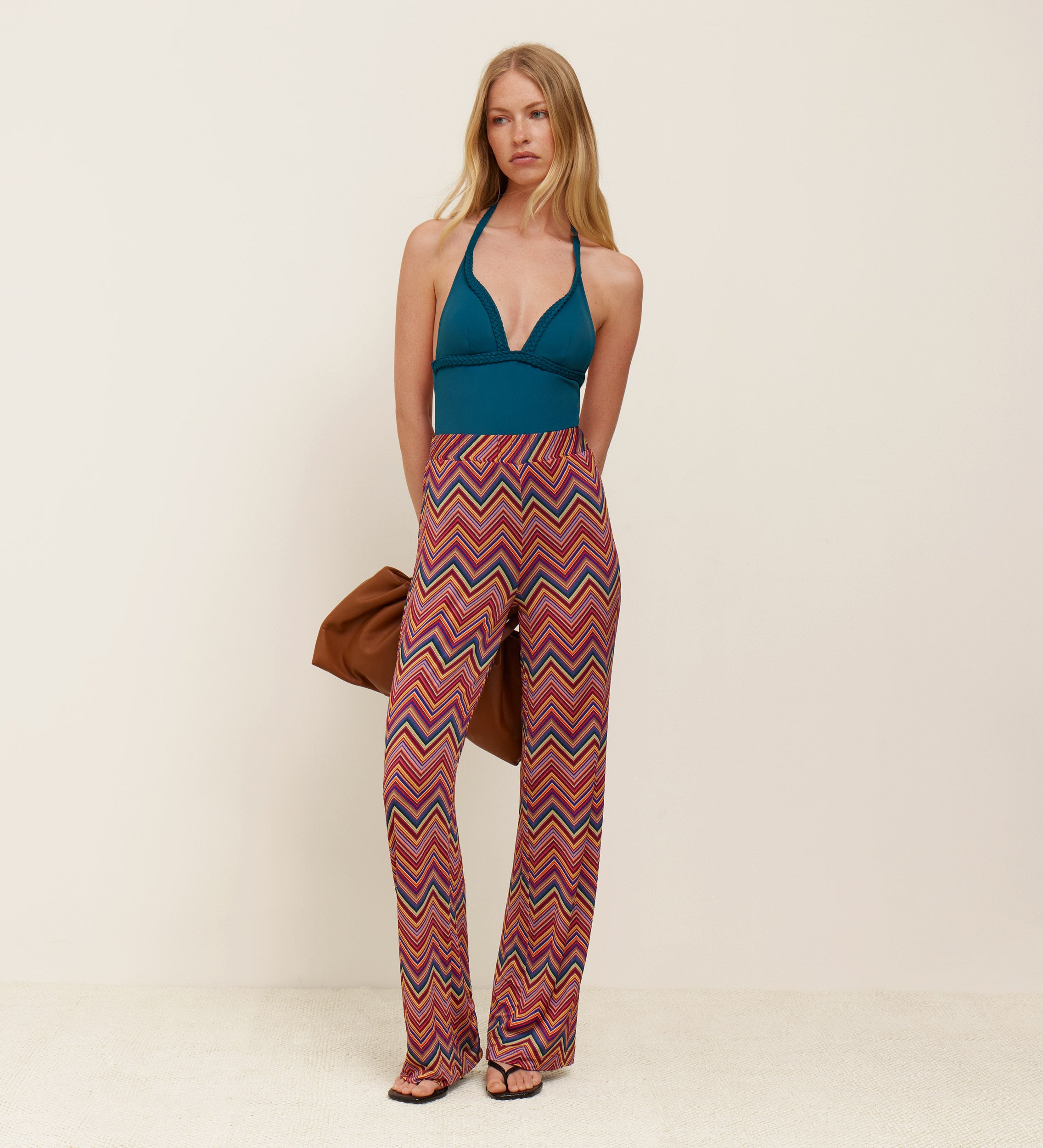 Printed stretch pants