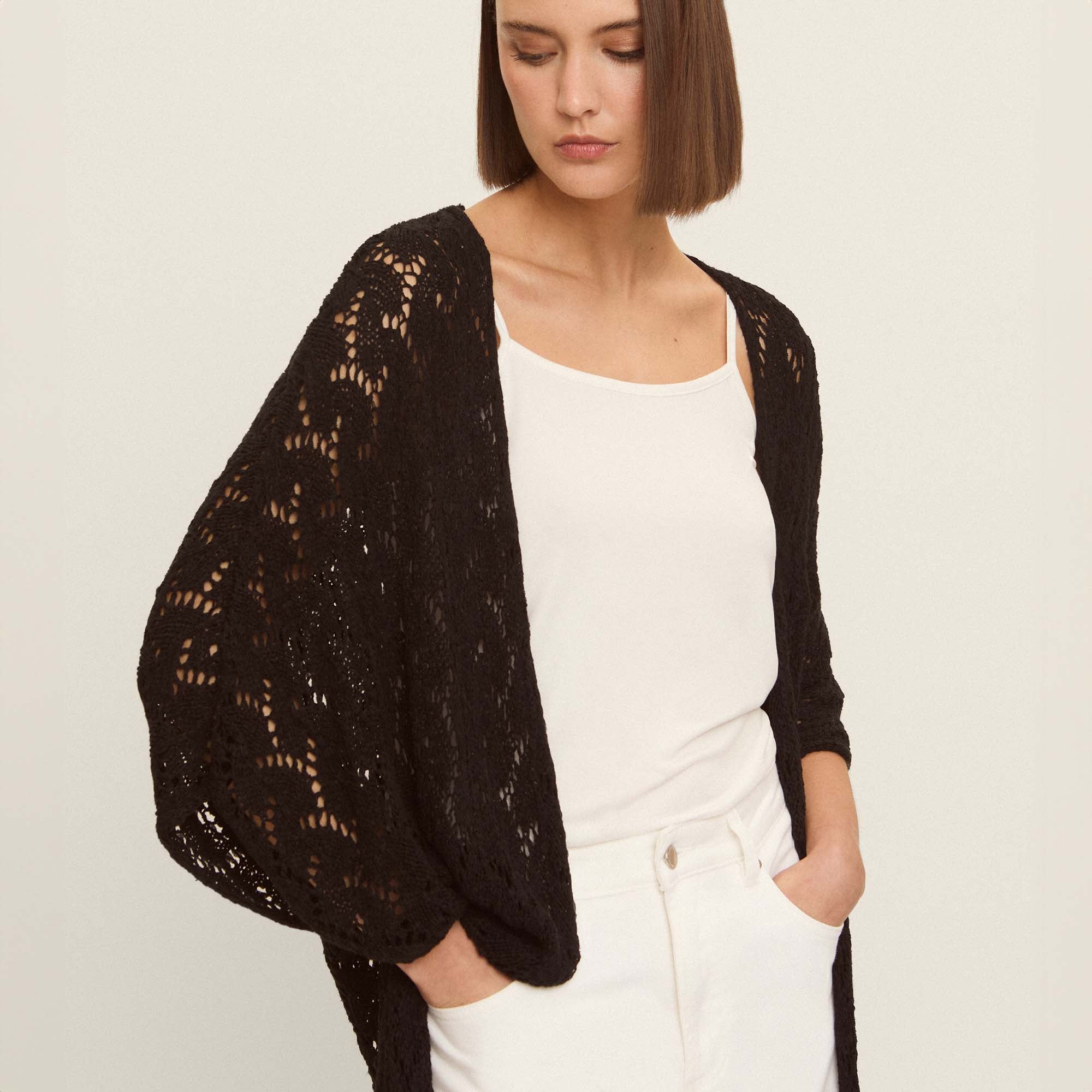 Cardigan punto calado