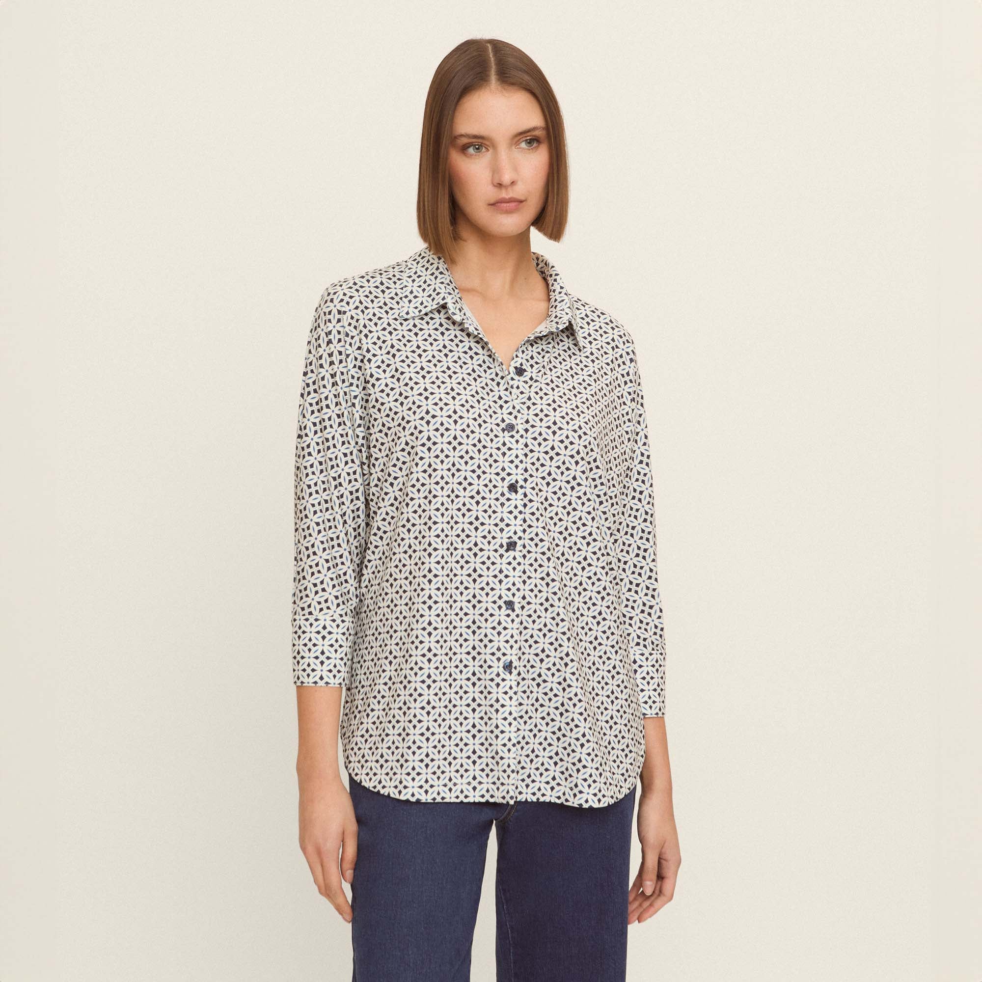 Printed knit blouse