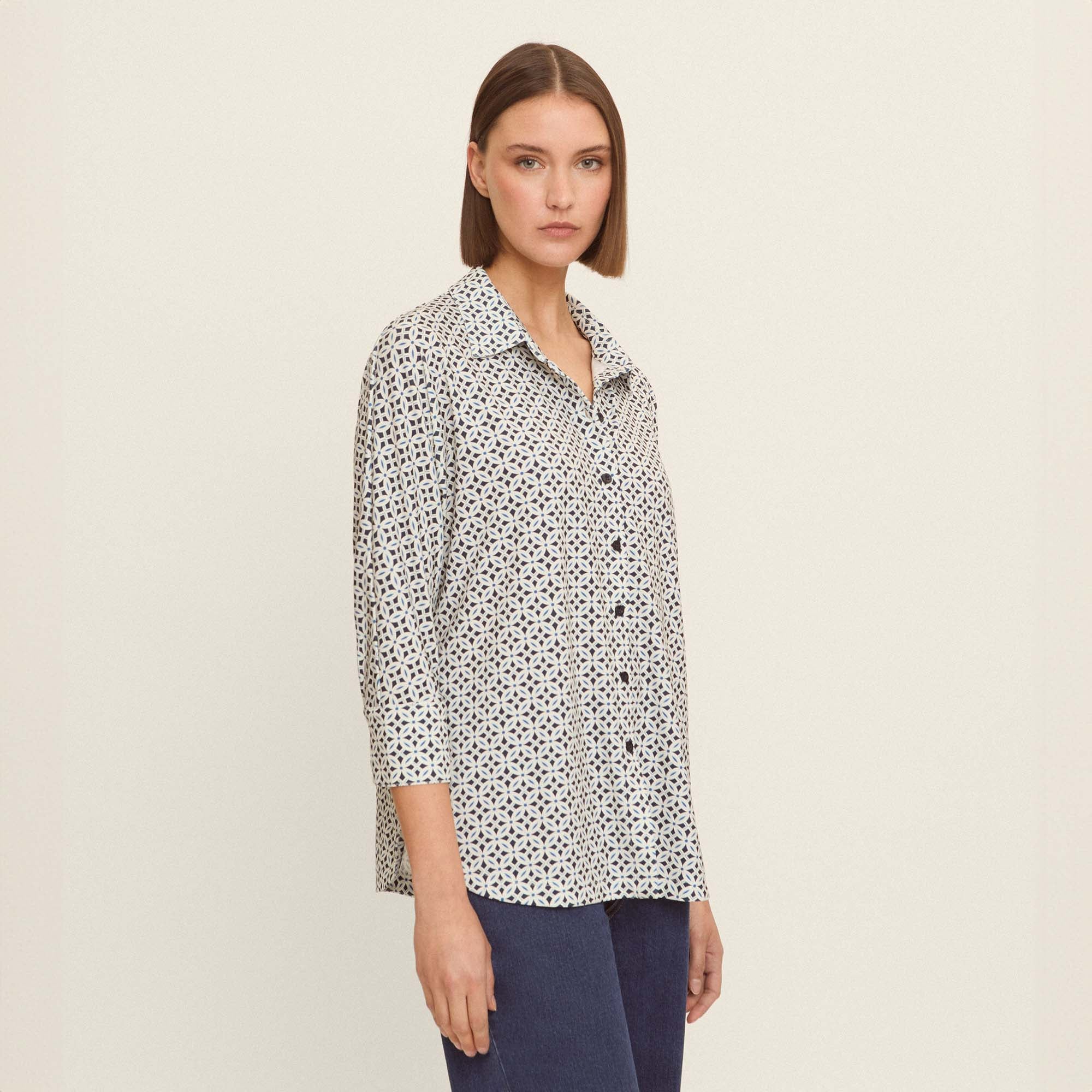 Printed knit blouse