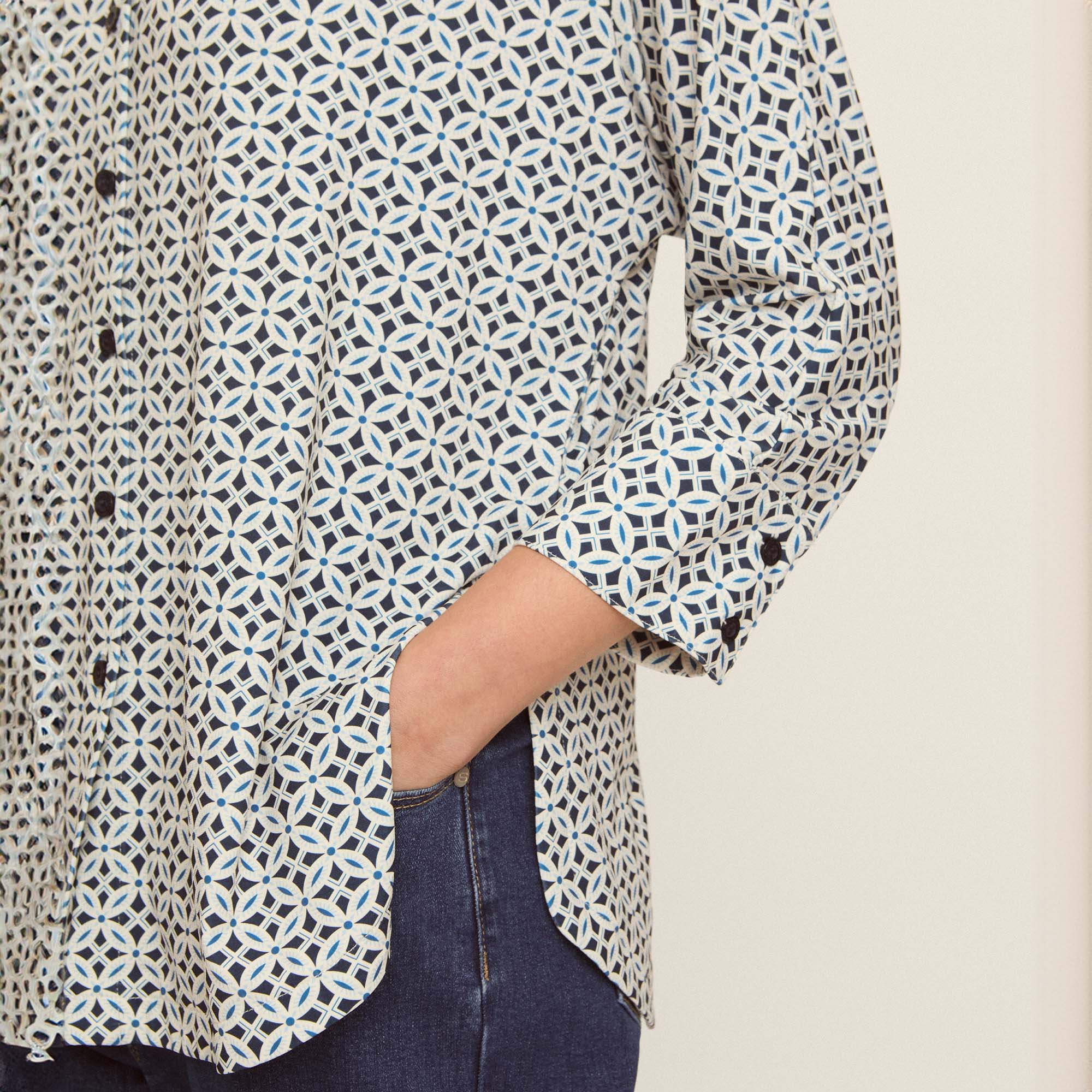Printed knit blouse