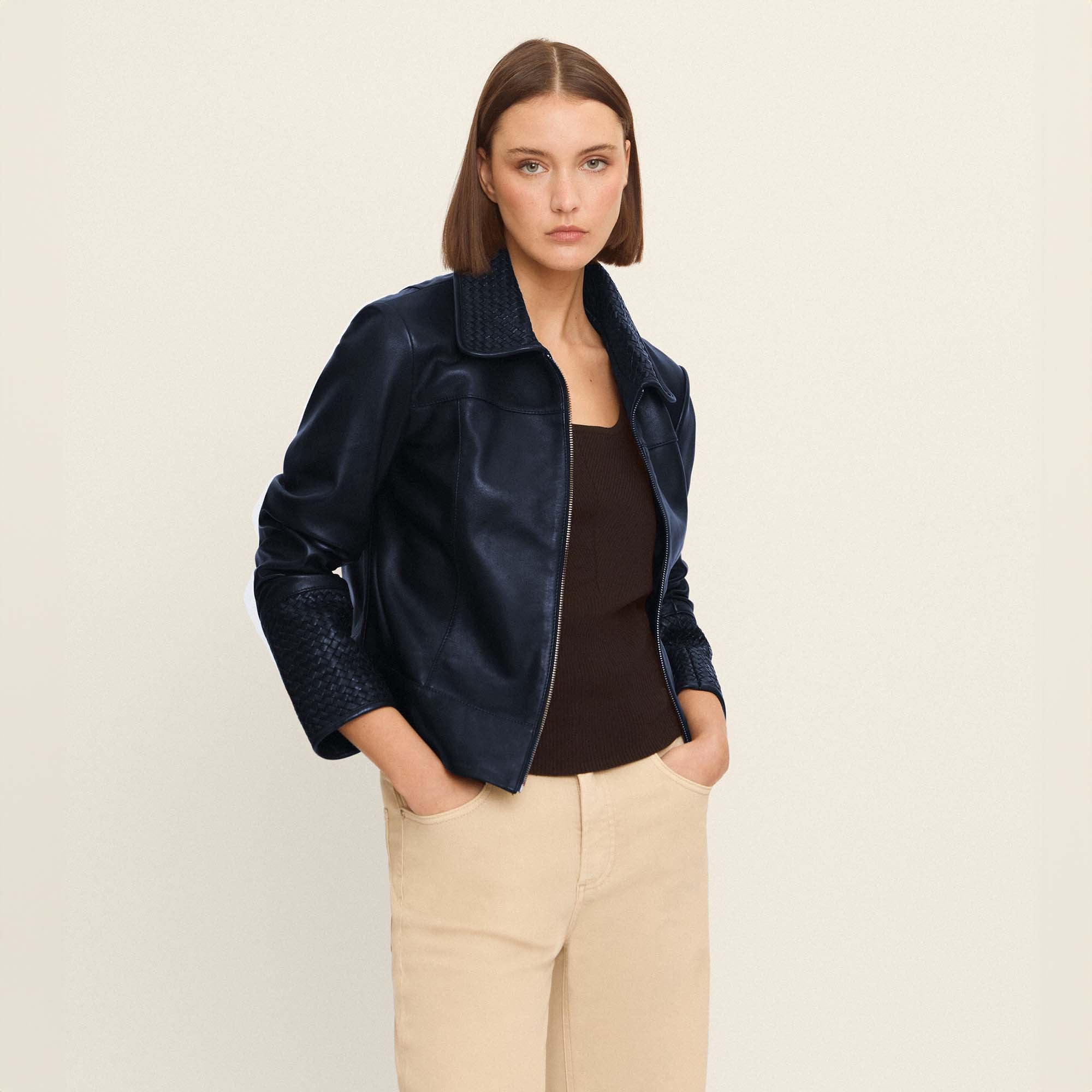 Cazadora napa trenzada